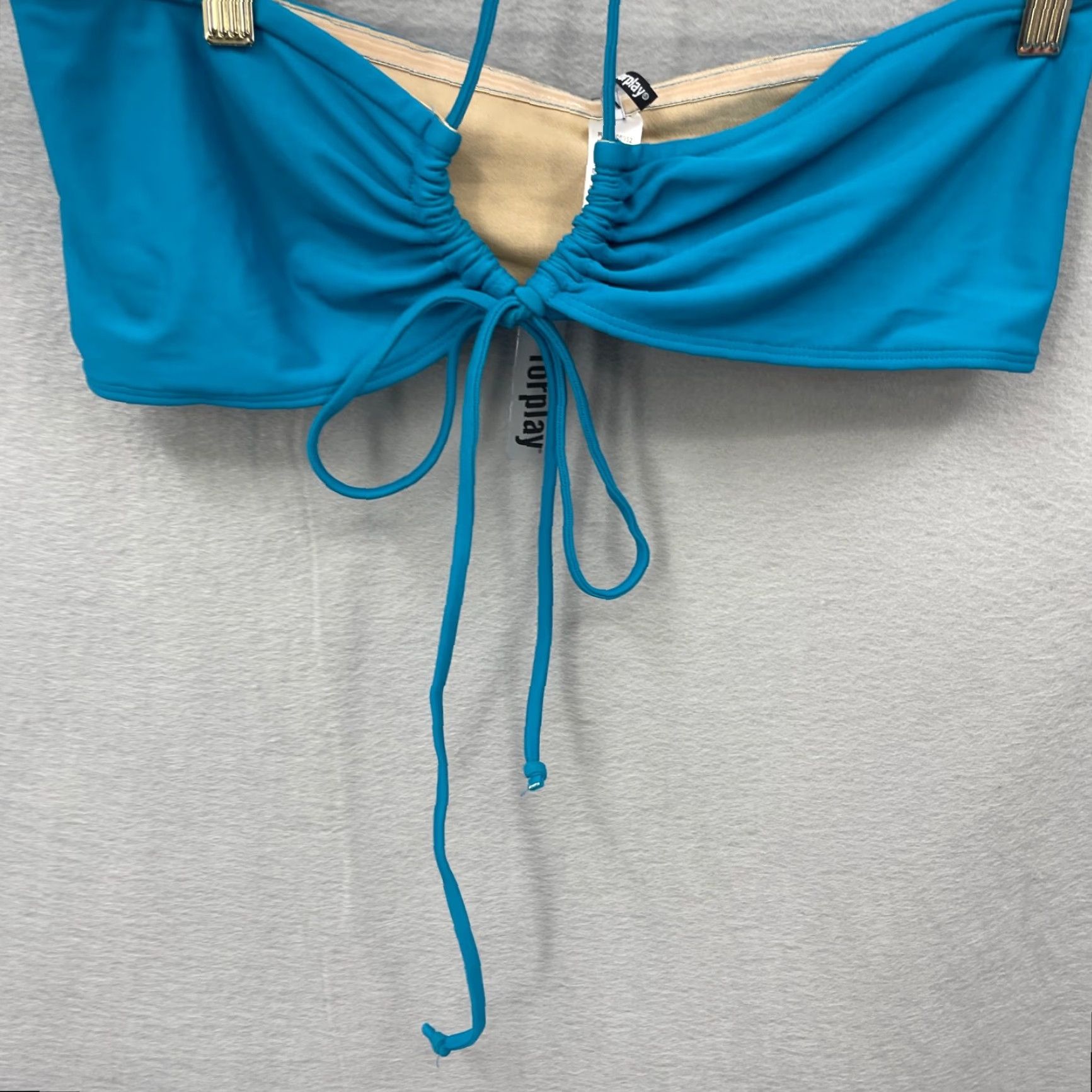 Vintage Forplay Bikini Top Women L Halter Blue Teal Adjustable Strappy 2-4 2pc Swimsuit Top boho Y2K Patriotic Beach Mens Womens Size L / US 10 / IT 46 - 4 Thumbnail