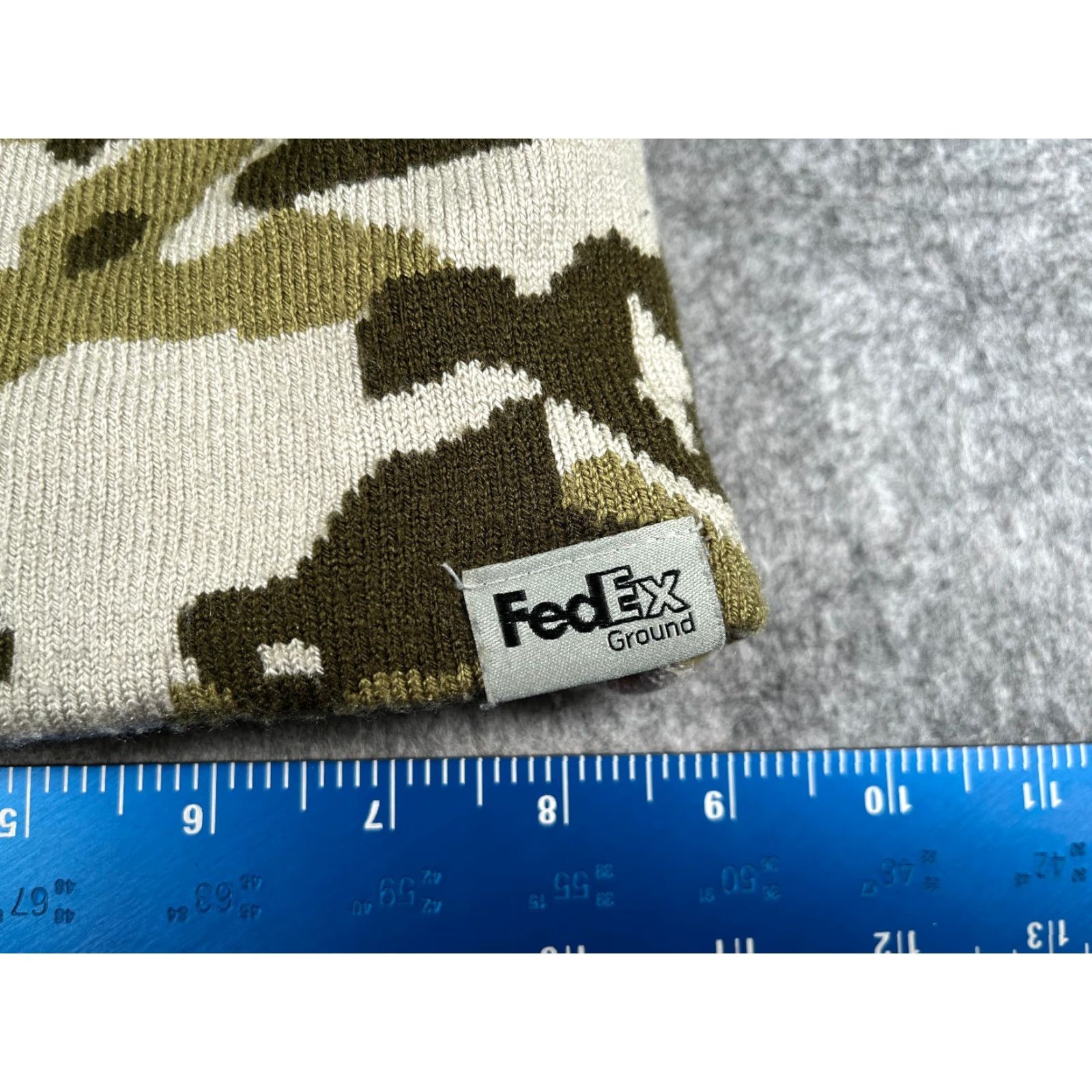 Vintage Camo Beanie Toque Adult One Size Gray Green White Lined Knit Acrylic Size ONE SIZE - 2 Thumbnail