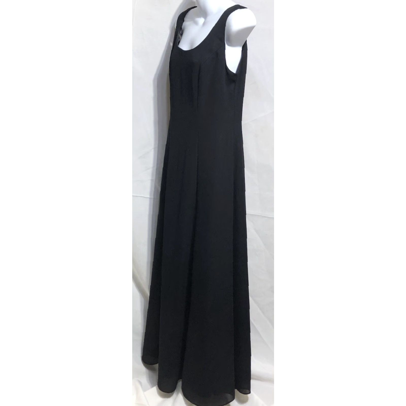 Vintage VINTAGE Onyx Nite Maxi Dress Sleeveless A-Line 10 Black Scoop Neck Formal Prom Size L / US 10 / IT 46 - 3 Thumbnail
