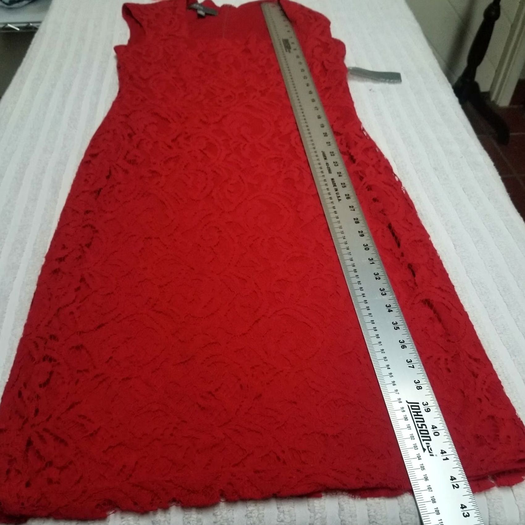 Vintage Donna Ricco New York Womens Red Lace Sheath Dress Cap Sleeve Size 10 DR20038 New Size L / US 10 / IT 46 - 5 Thumbnail