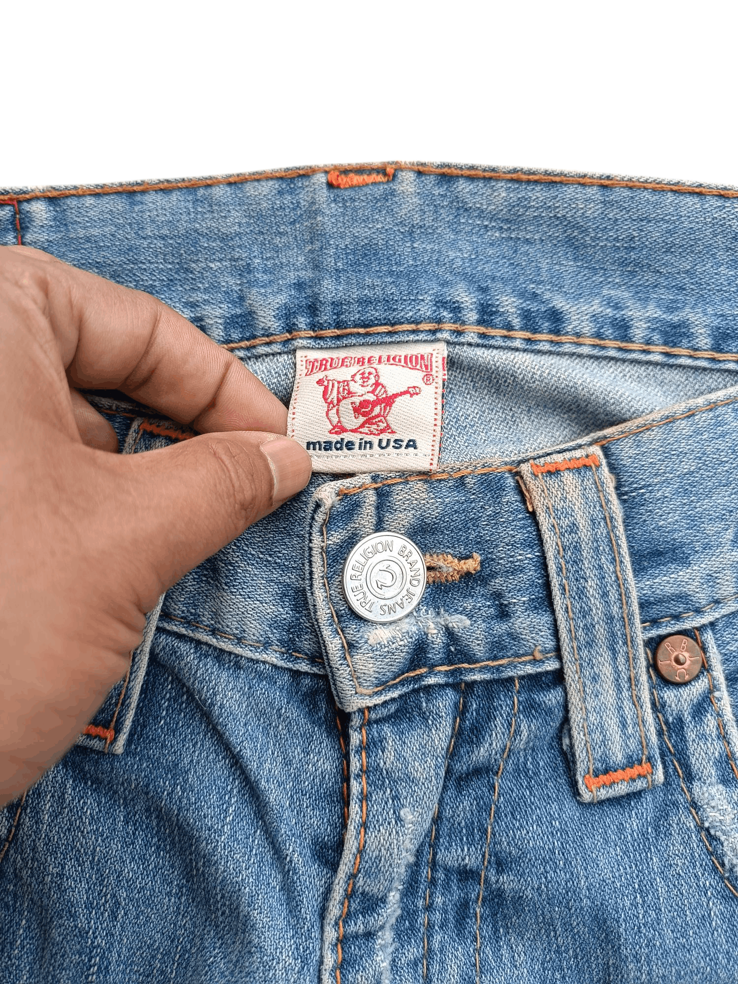 True Religion × Vintage True Religion Joey Flare Distressed Jeans Size US 34 / EU 50 - 8 Thumbnail