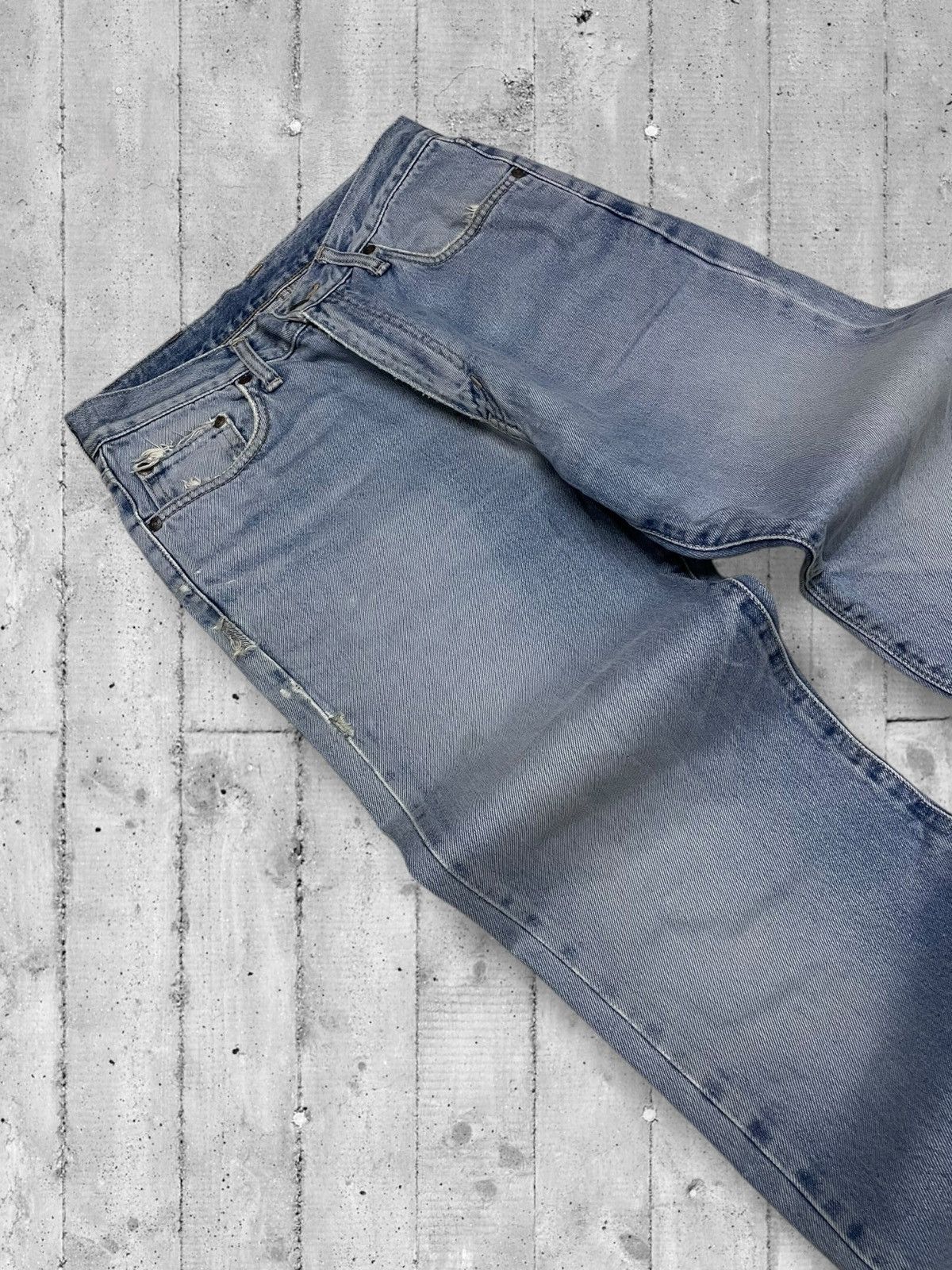 Designer × Edwin × Vintage Vintage 90s Japan Designer Edwin Blue Wash Distressed Denim Size US 29 - 7 Thumbnail