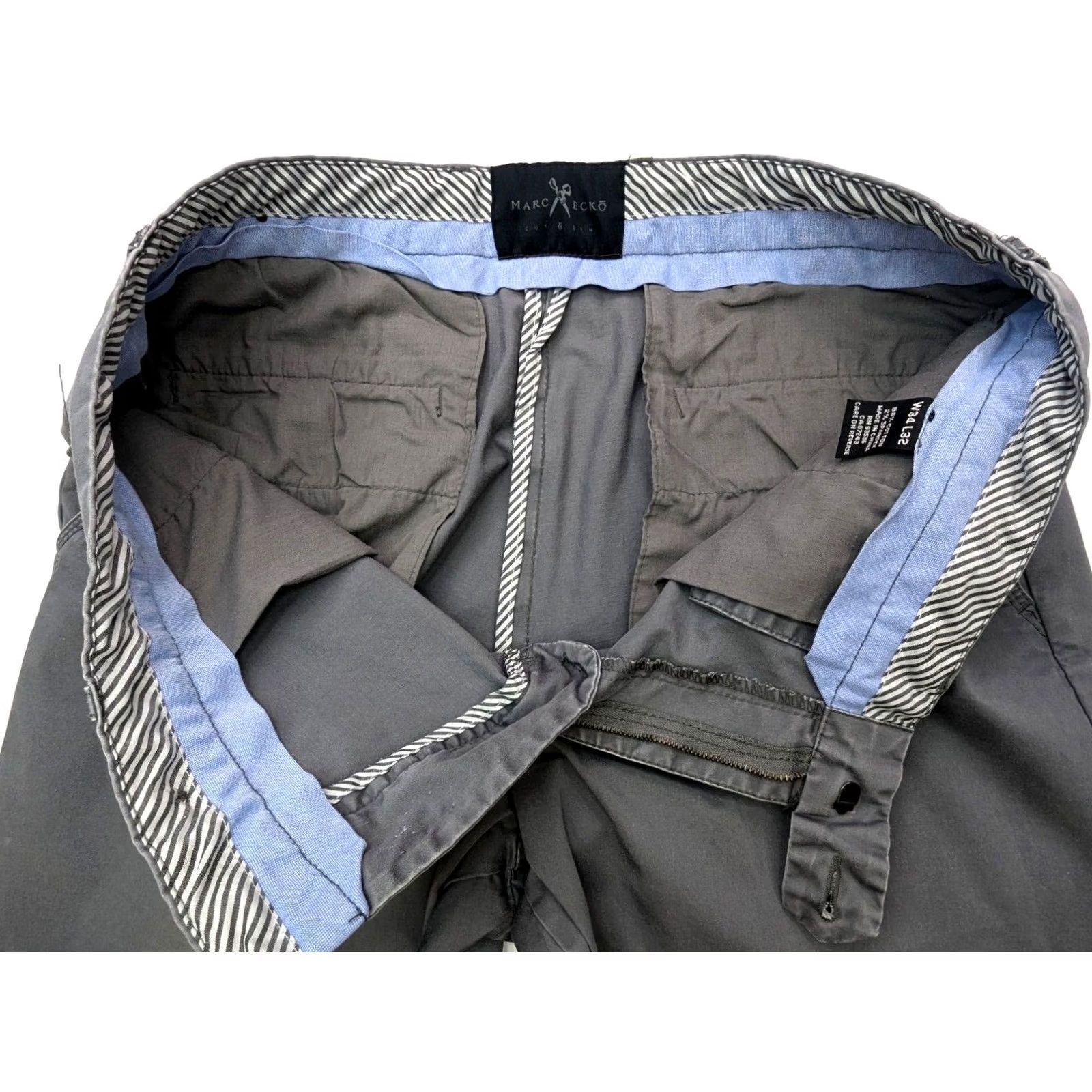 Vintage Marc Ecko Cut & Sew Chino Pants Men 34x31 Gray Straight Leg Casual Flat Front Size US 34 / EU 50 - 6 Thumbnail