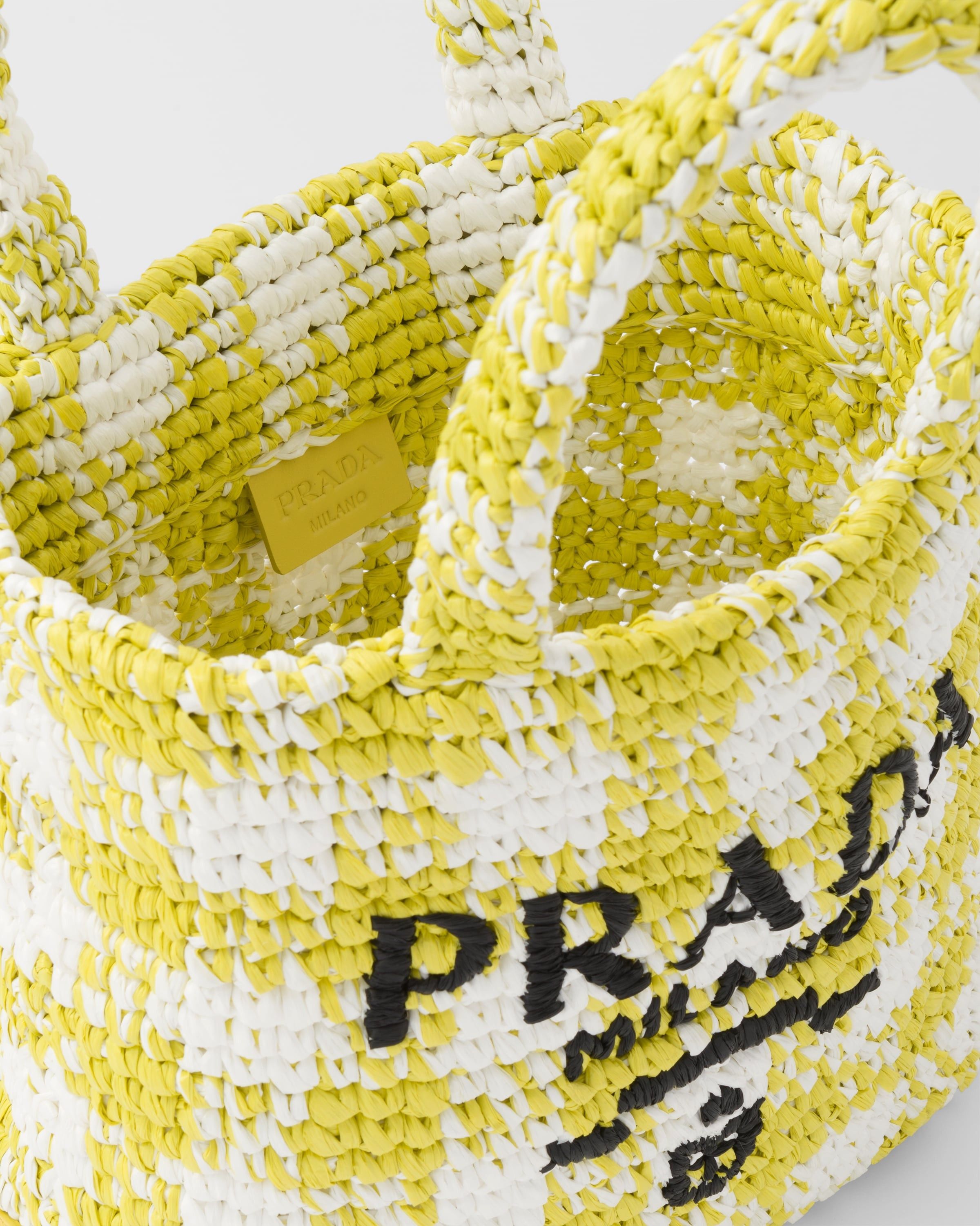 Prada o1la1rc1a0925 Size: OS / Small Crochet Tote Bag Yellow/White Size ONE SIZE - 5 Thumbnail