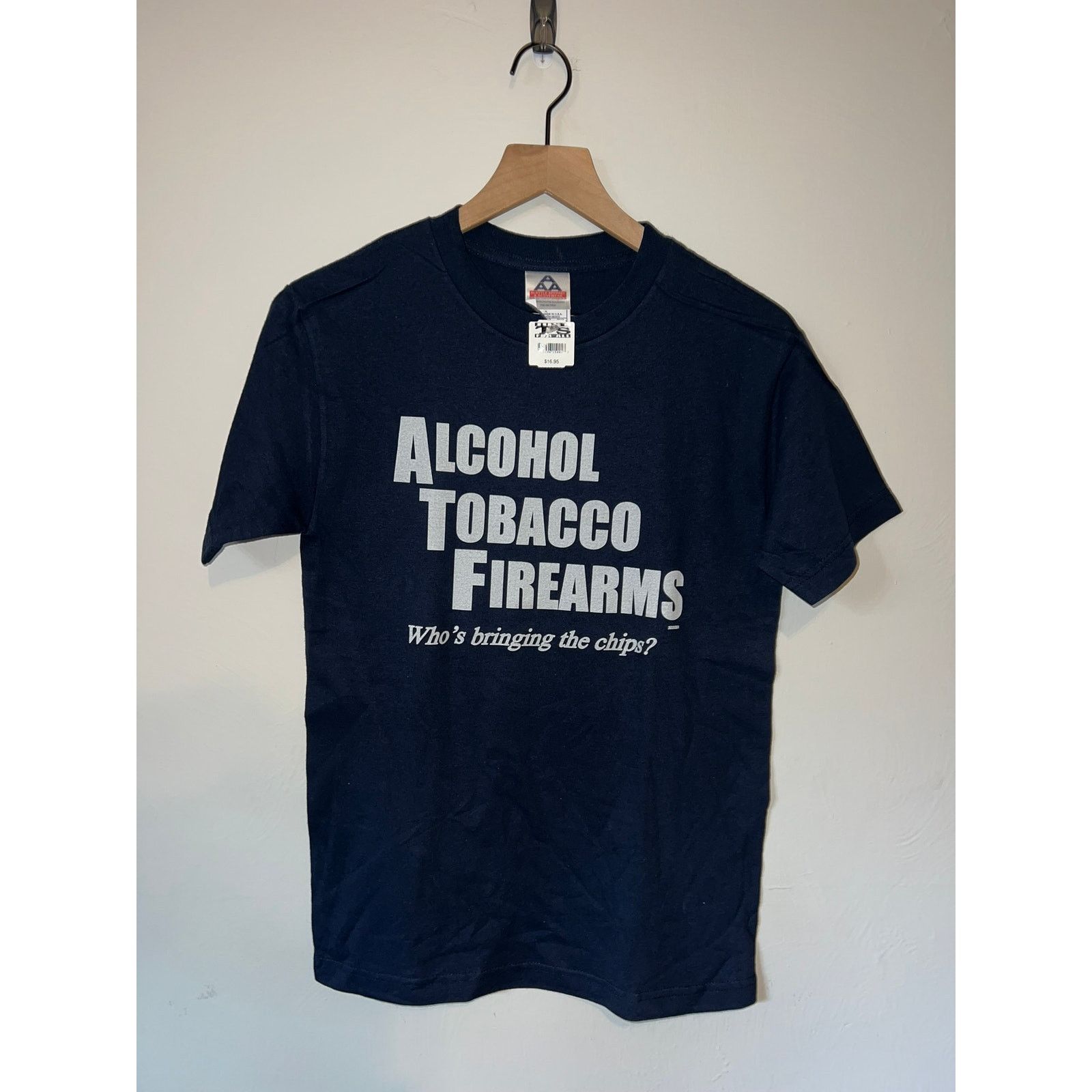 Gildan Y2K ATF Alcohol Tobacco Firearms Blue Humor Joke Shirt Small Size US S / EU 44-46 / 1 - 1 Thumbnail