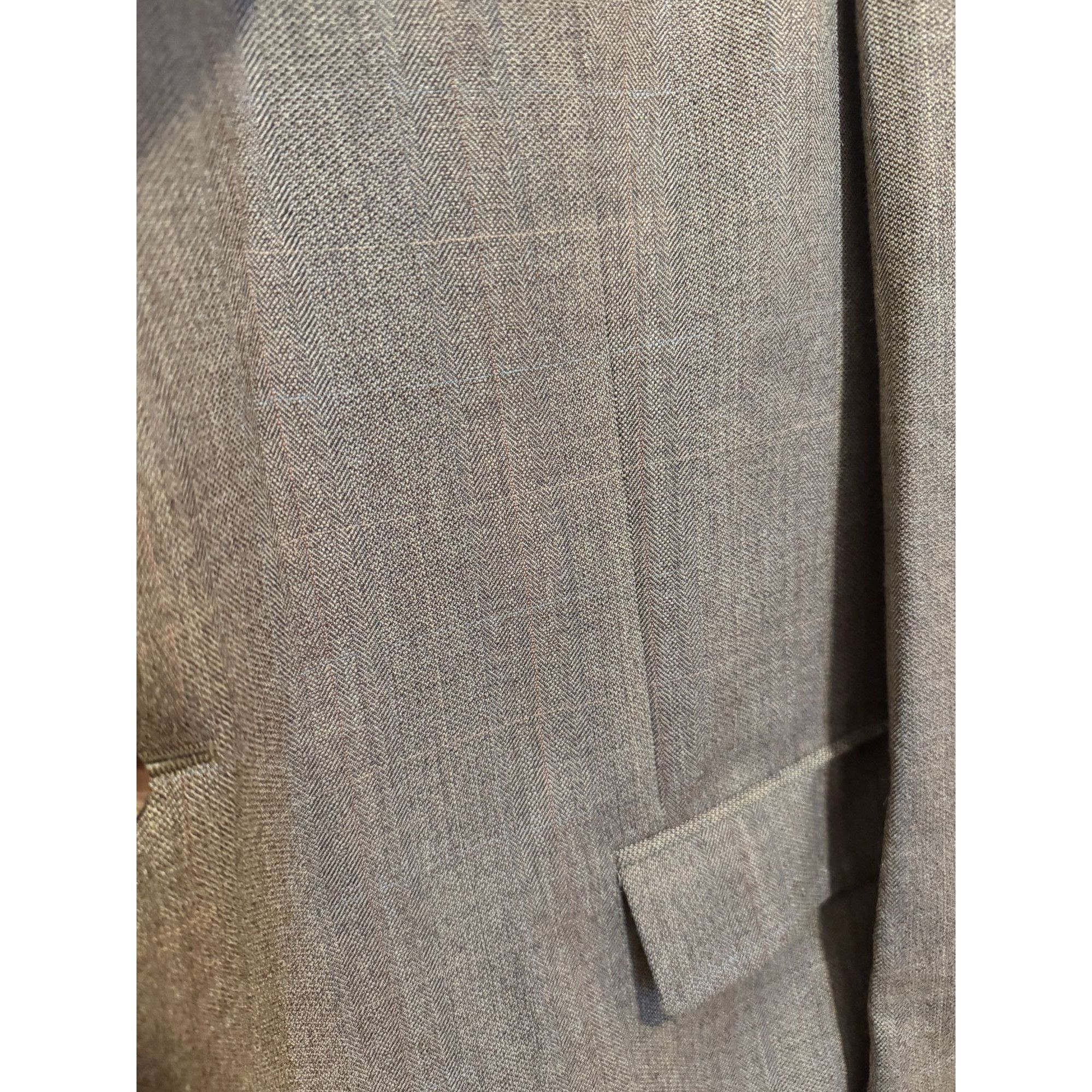 Lauren Ralph Lauren VTG Ralph Lauren Mens Tan Gray Sport Coat Blazer 48R Silk Wo Size 48R - 8 Thumbnail