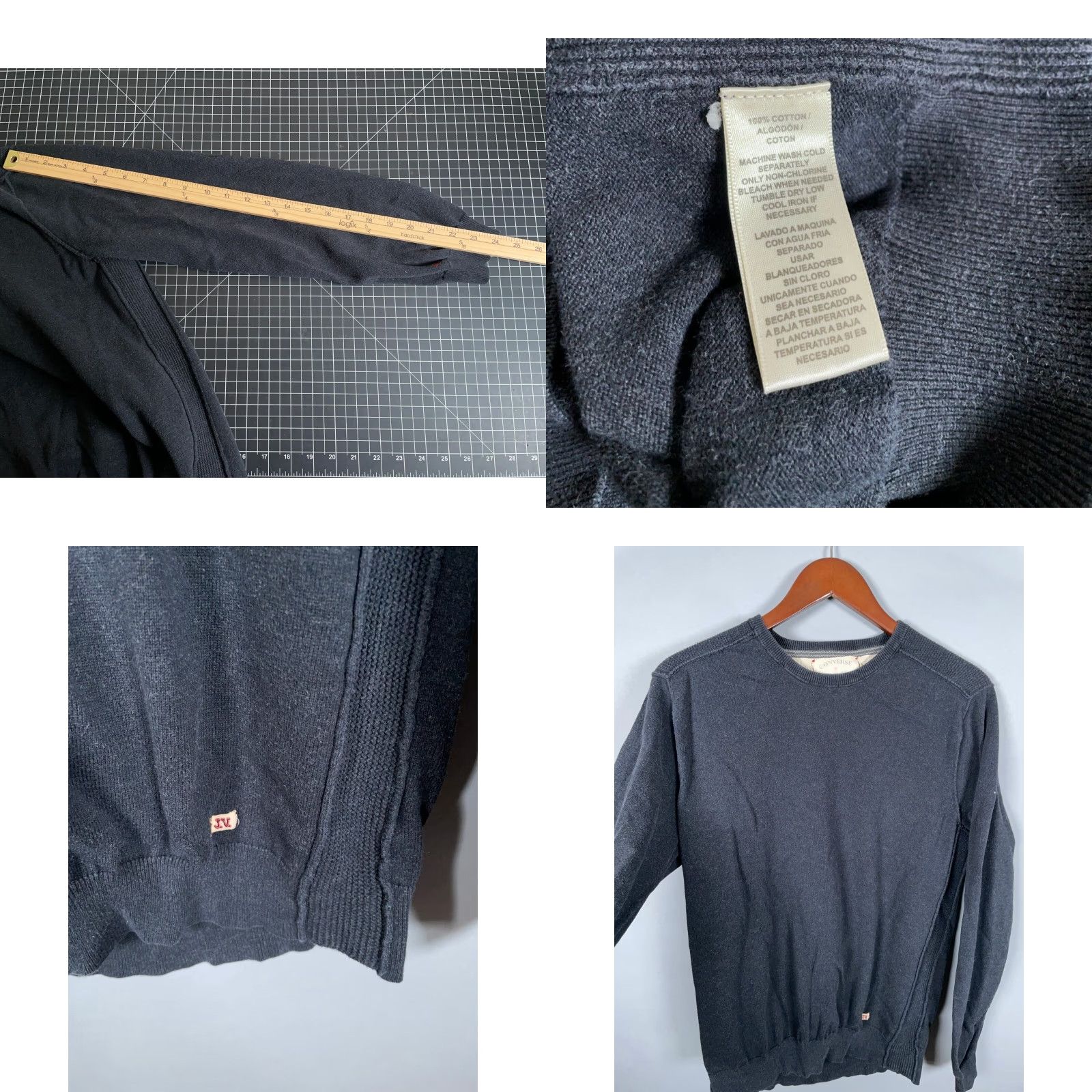 John Varvatos Converse John Varvatos Cotton Sweater Men's 3 / Large Washed Black Slim Fit Shirt Pullover Knit Crew Neck Casual Vintage No Size US L / EU 52-54 / 3 - 8 Thumbnail