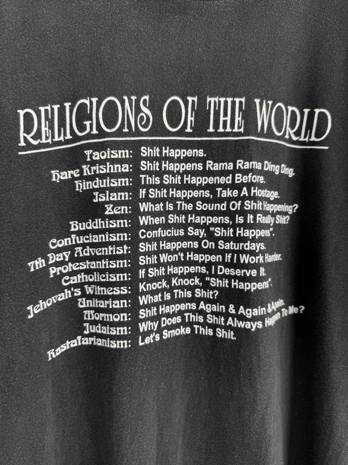 Vintage 90’s Vintage Religions of the World Funny Satire T-Shirt Size US M / EU 48-50 / 2 - 4 Thumbnail