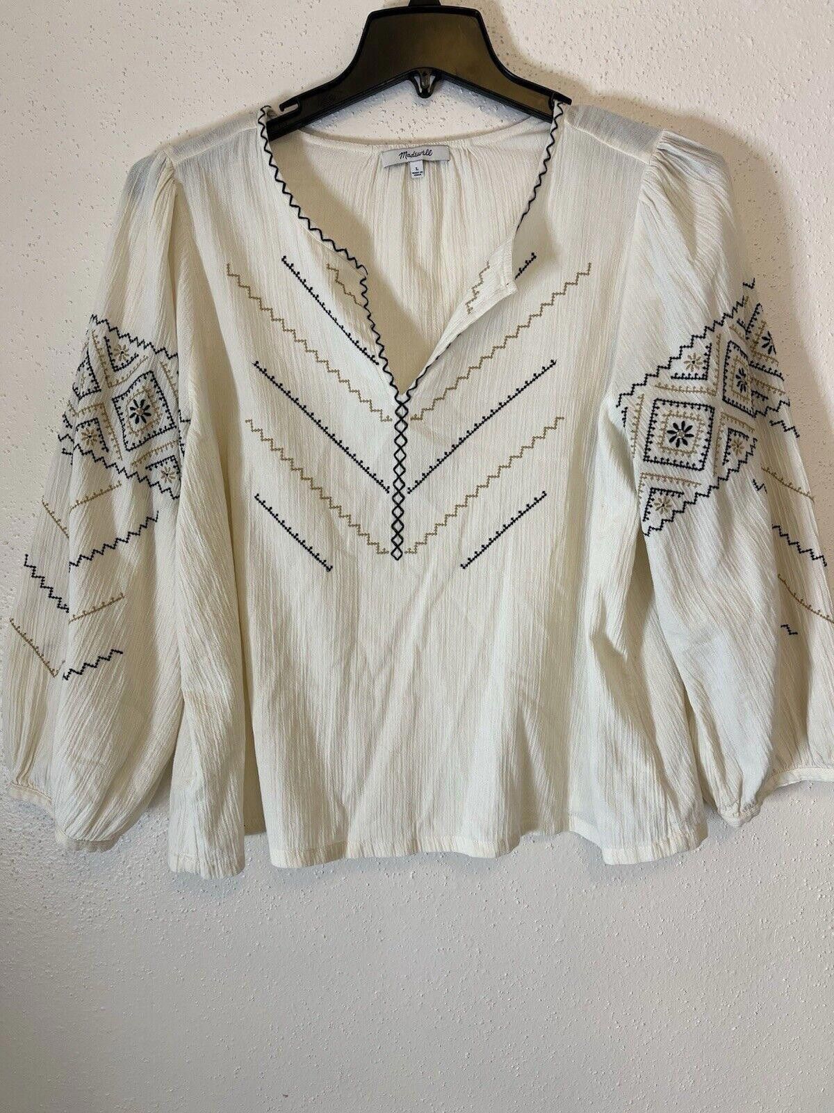Madewell Madewell embroidered peasant top Sz L Size L / US 10 / IT 46 - 2 Thumbnail