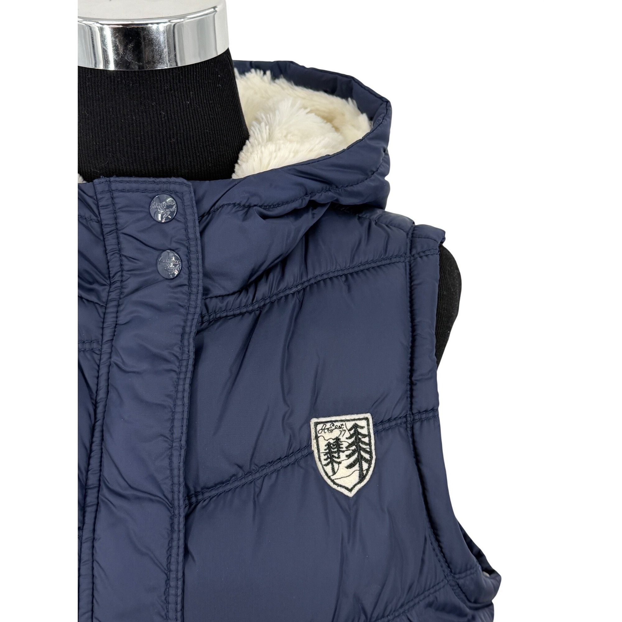 American Eagle Outfitters VTG American Eagle Blue Faux Fur Lined Hooded Vest | Y2K Ind Size L / US 10 / IT 46 - 4 Thumbnail