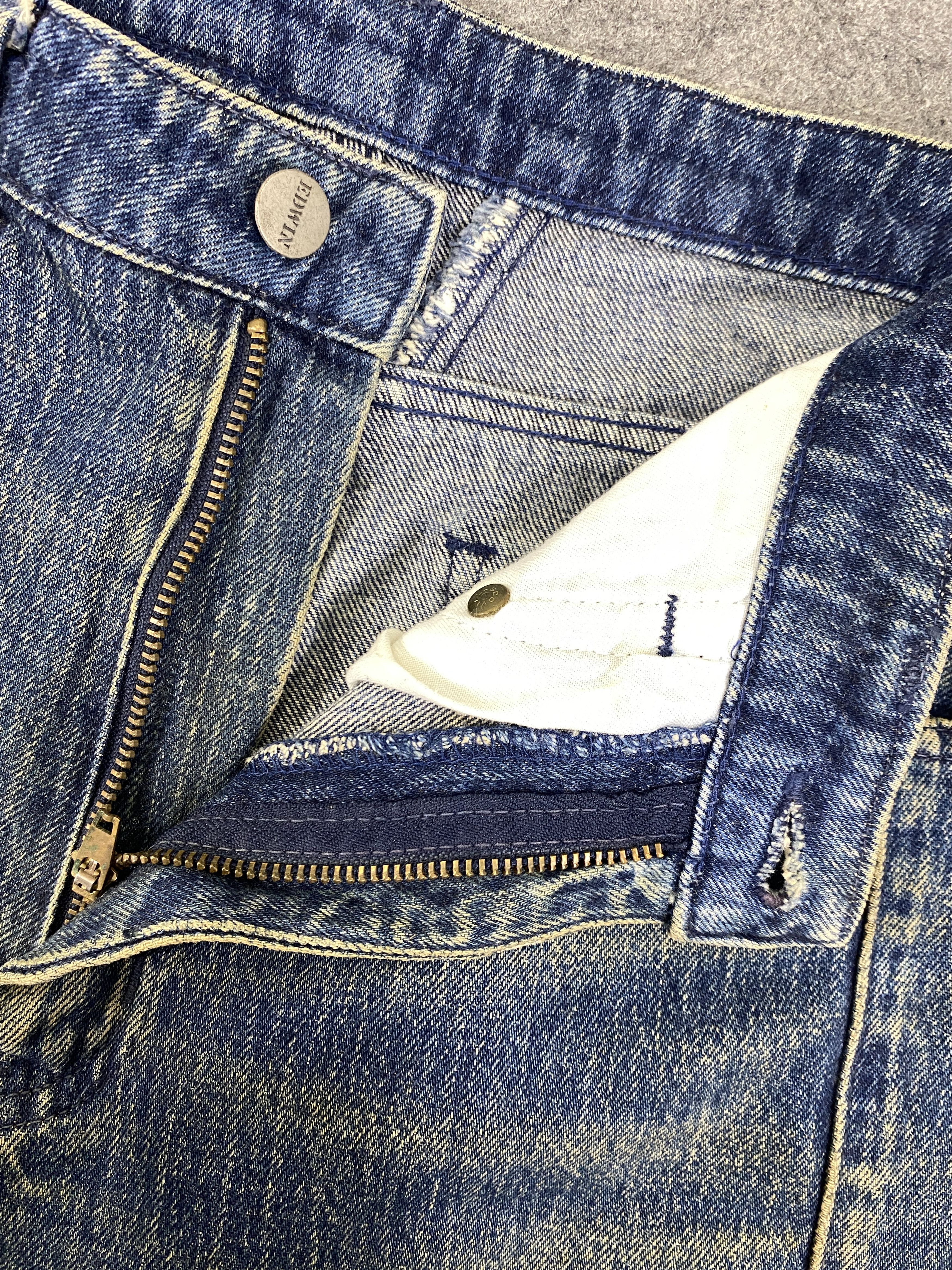 Japanese Brand Dirty Blue Vintage Edwin Jeans 29x27 Denim- JN3317 Size US 29 - 6 Thumbnail