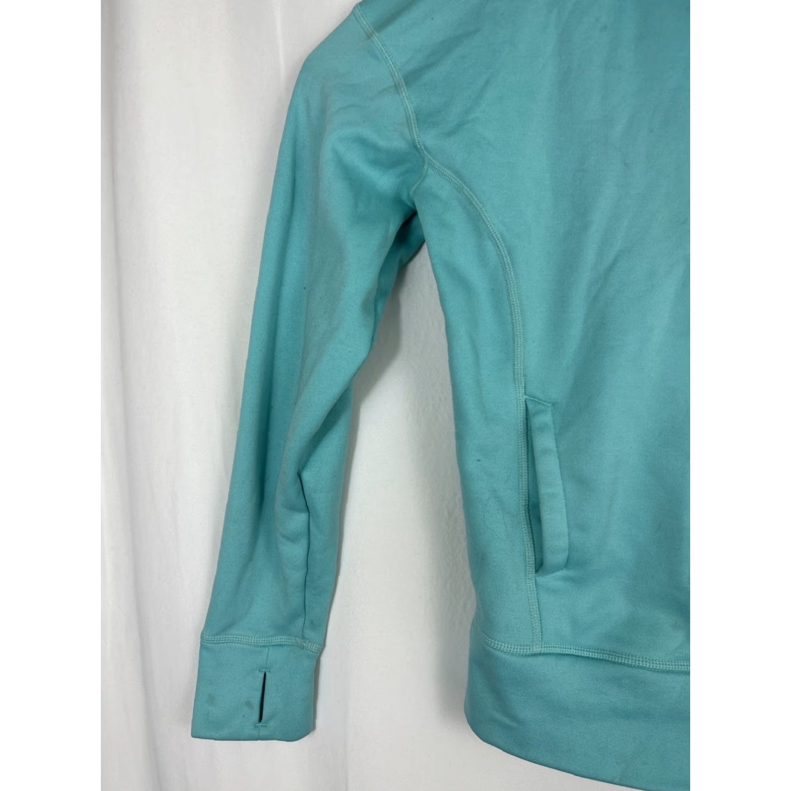 The North Face The North Face Womens Hoodie Large Long Sleeve High Neck Teal Pullover Size L / US 10 / IT 46 - 2 Thumbnail