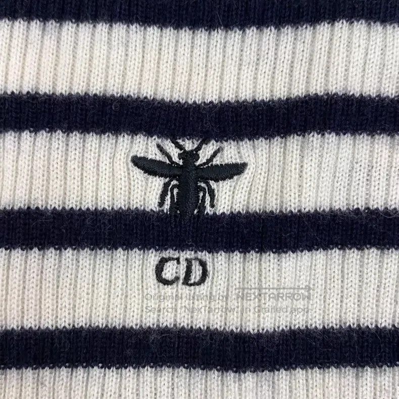 Dior Dior Color-blocked striped bee embroidery cashmere round-n Size XXS / US 00 / IT 34 - 5 Thumbnail