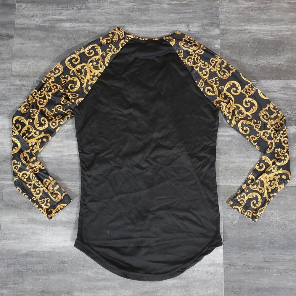 Designer Black Gold Detailed KNGBRO Long Sleeve Size US S / EU 44-46 / 1 - 2 Thumbnail
