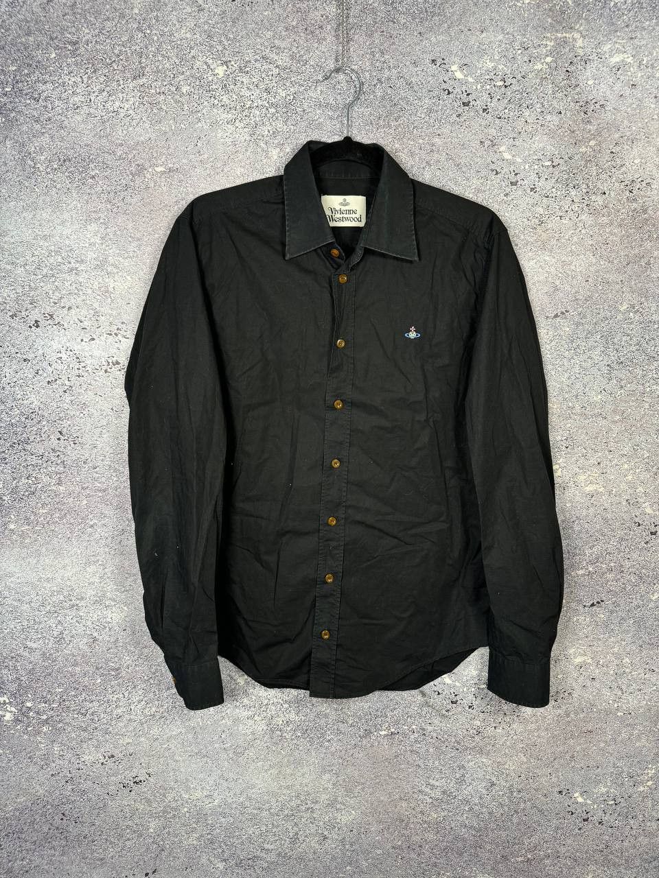 Designer × Vintage × Vivienne Westwood Vivienne Westwood Orb Embroidered Logo Blacj Shirt Button Size US M / EU 48-50 / 2 - 1 Thumbnail