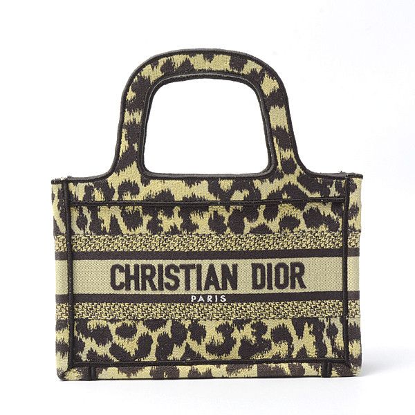Dior Dior Christian Dior Mini Book Tote Canvas Leopard Canvas Handbag 75443 in Great Condition Size ONE SIZE - 1 Thumbnail