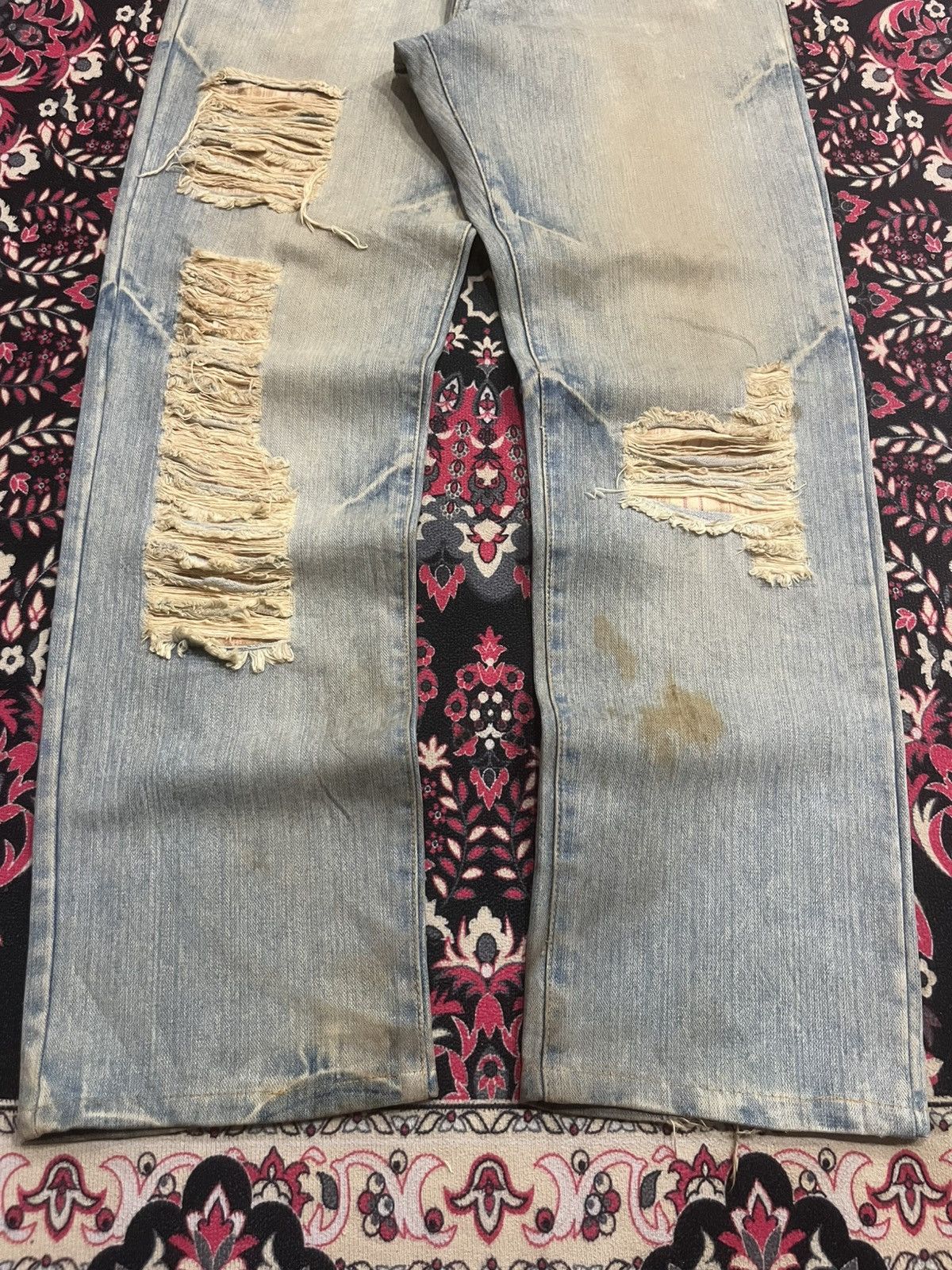 Japanese Brand Japanese Brand Blue Faded Whisker Washed Distressed Jeans Size US 32 / EU 48 - 7 Thumbnail