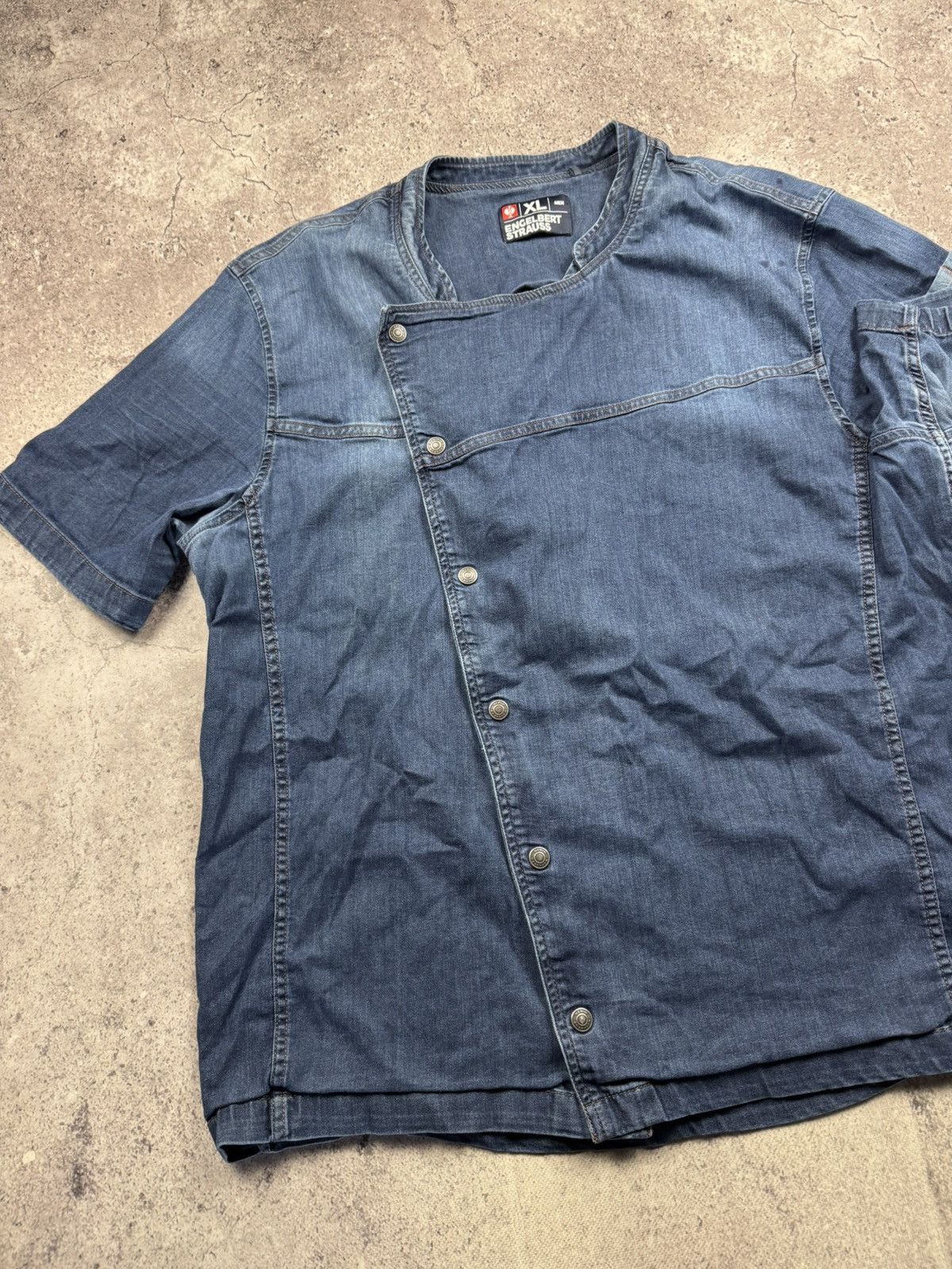 Garment Reproduction of Workers Vintage Engelbert Strauss Denim Workwear Shirt Distressed Size US XL / EU 56 / 4 - 7 Thumbnail
