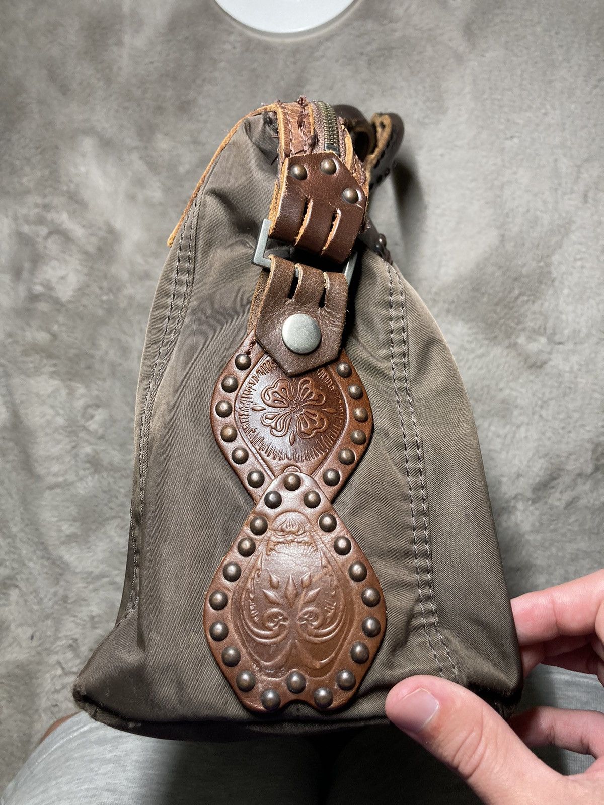 Diesel × Vintage ⛩️Vintage Diesel Avant Garde Brown Mini Handbag leather nylon Size ONE SIZE - 4 Thumbnail