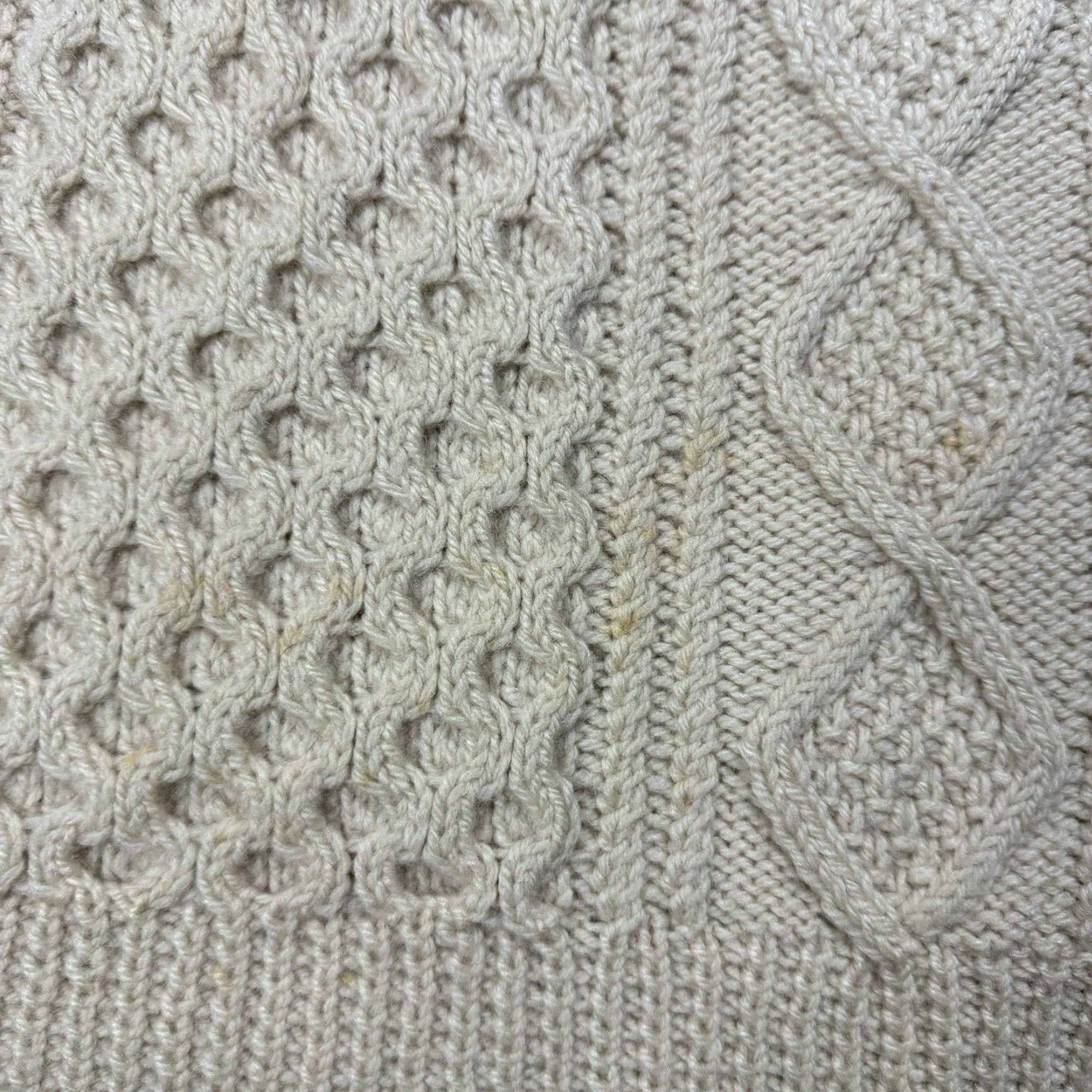 Lands' End VINTAGE Lands' End Irish Fisherman Sweater Mens Medium Heavy Wool Cable Knit Ivory All Seasons Size US M / EU 48-50 / 2 - 6 Thumbnail