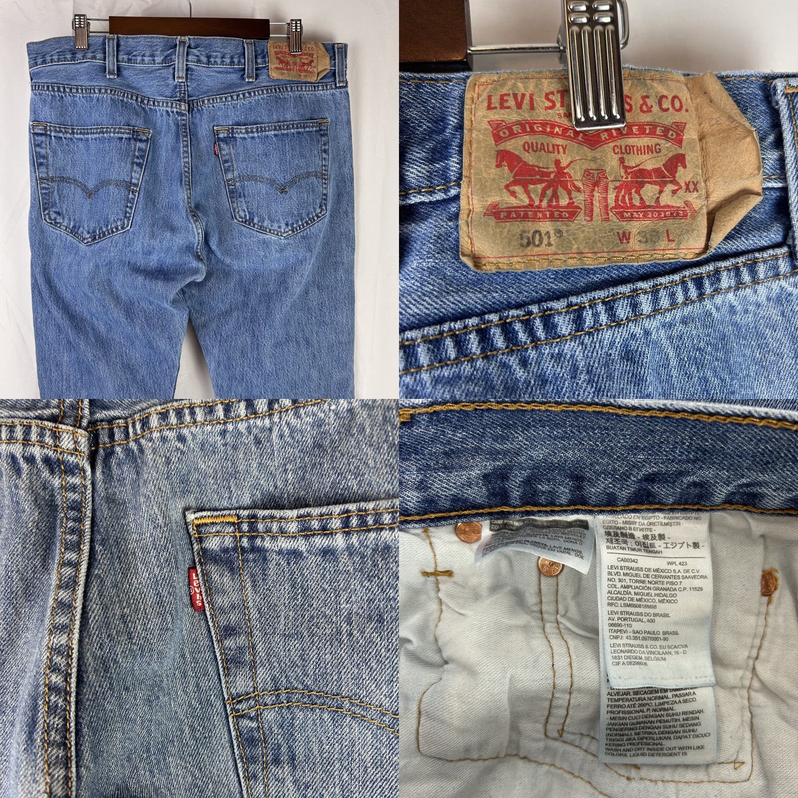 Levi's Levi's 501 Jeans Mens 38x32 Blue Denim Straight Leg Button Fly Classic Fit Size US 38 / EU 54 - 8 Thumbnail