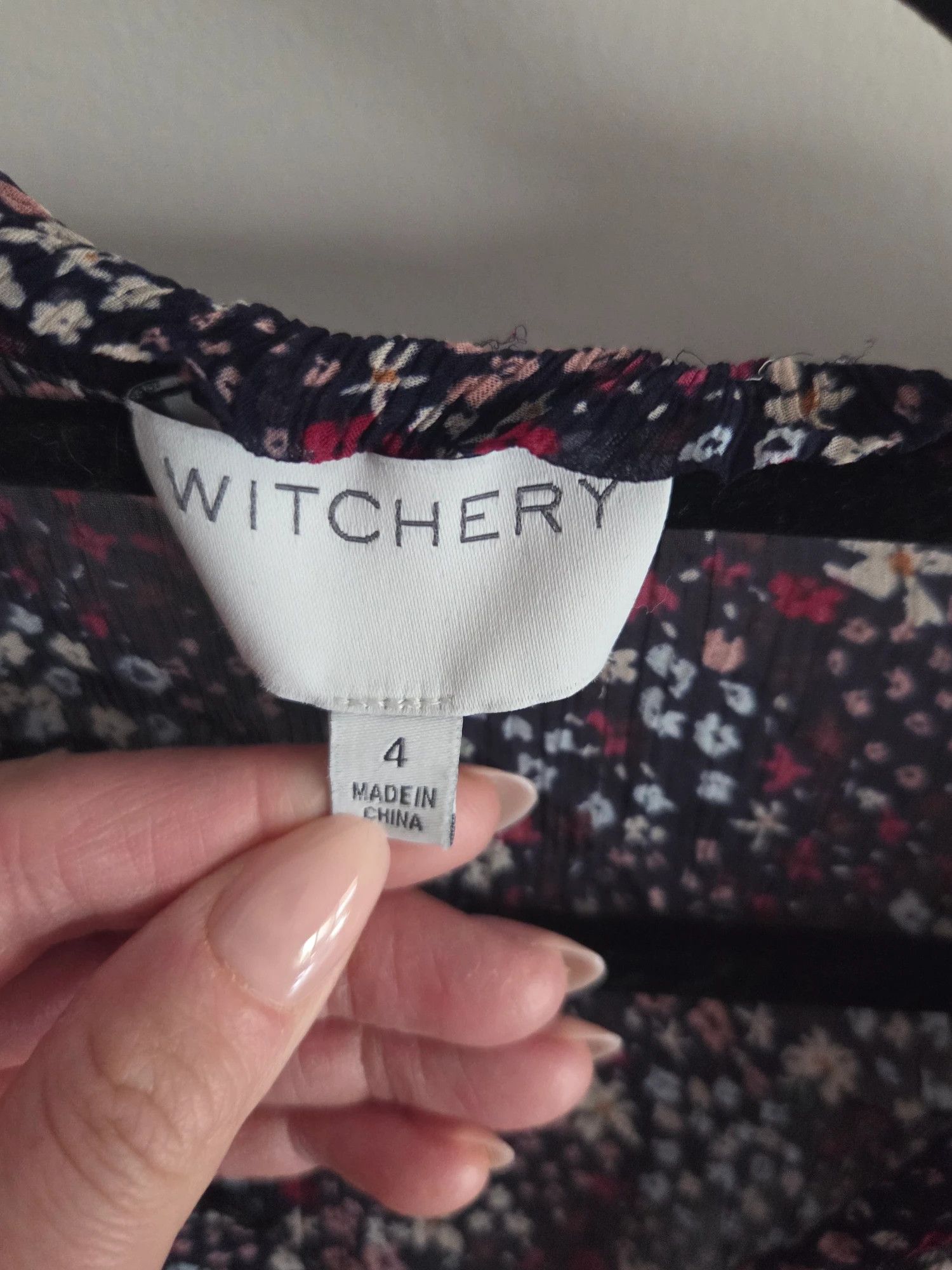 Other WITCHERY Dark Pattern Long Sleeve Blouse Size 4 Size XS / US 0-2 / IT 36-38 - 2 Thumbnail