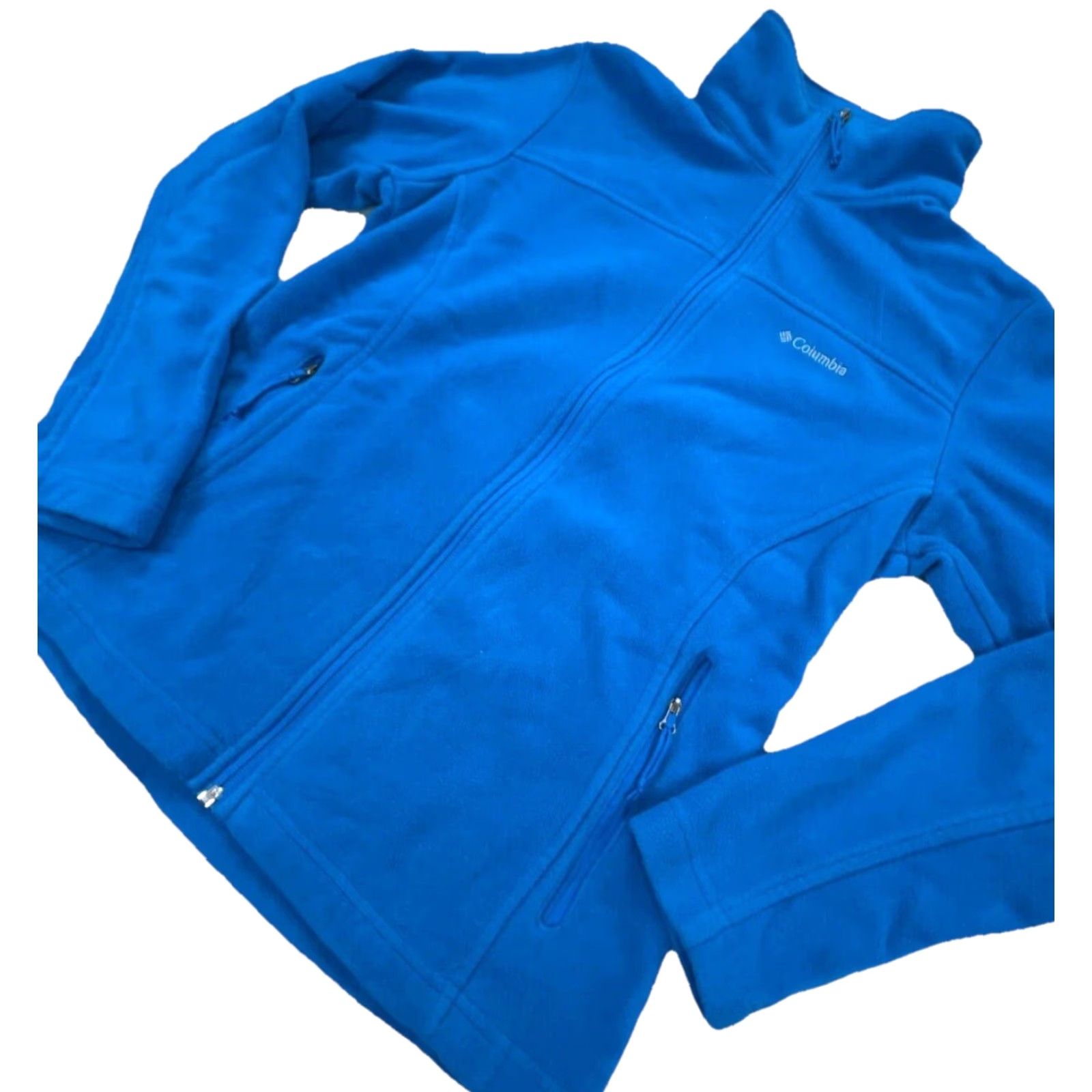 Layer 8 Columbia Jacket Women Medium Blue Fleece Sweater Coat Outdoors Hiking A9 Size M / US 6-8 / IT 42-44 - 2 Thumbnail