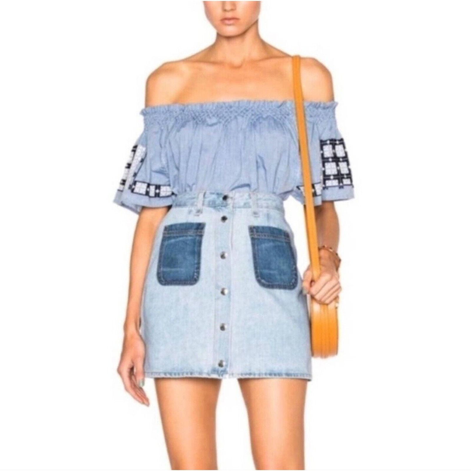Rag & Bone RAG & BONE Skirt Size 24 Light Wash A-Line Frayed Raw Hem Size 24" / US 00 / IT 34 - 1 Thumbnail