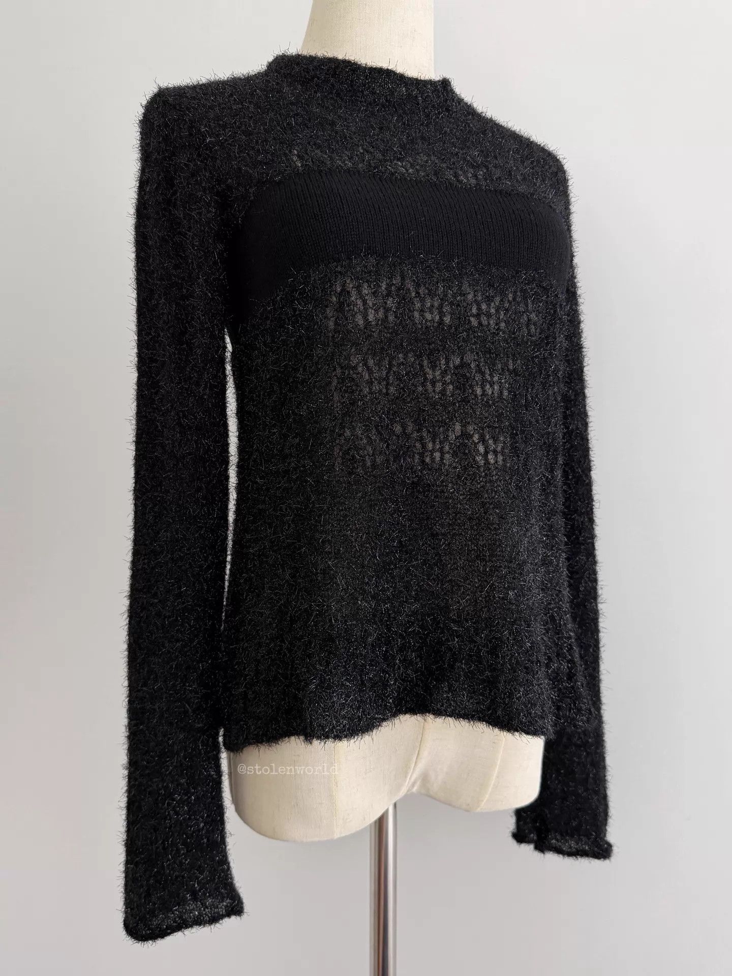 Comme des Garcons Comme des Garçons 99 Tricot Knit Top Blk Shimmer Wool-Panel Size ONE SIZE - 2 Thumbnail
