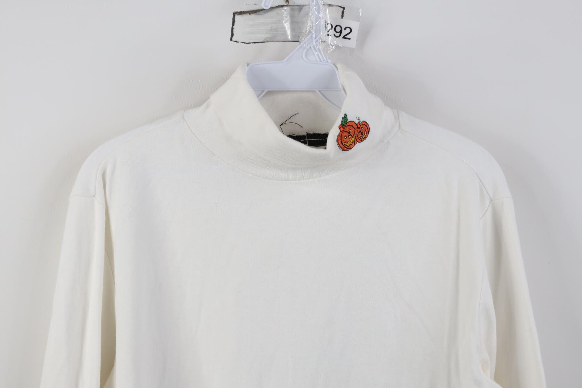 Vintage Vintage 90s Streetwear Pumpkin Turtleneck T-Shirt White Size M / US 6-8 / IT 42-44 - 2 Thumbnail