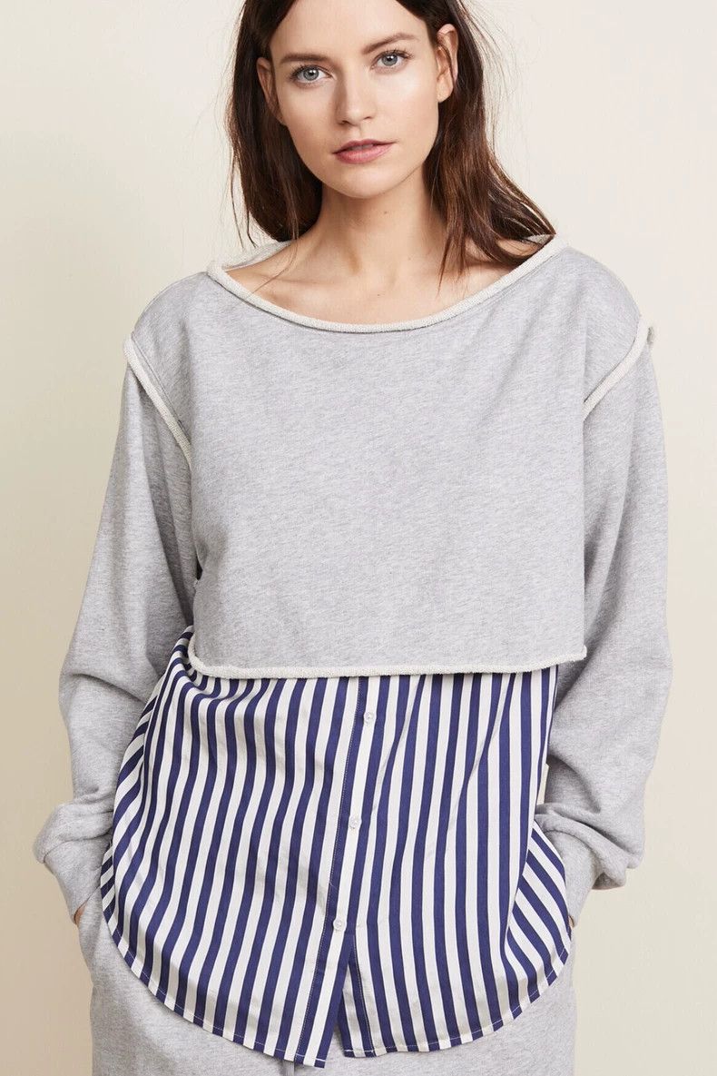 Alexander Wang T by Alexander Wang spliced boat neck sweatshirt Size XS / US 0-2 / IT 36-38 - 1 Thumbnail