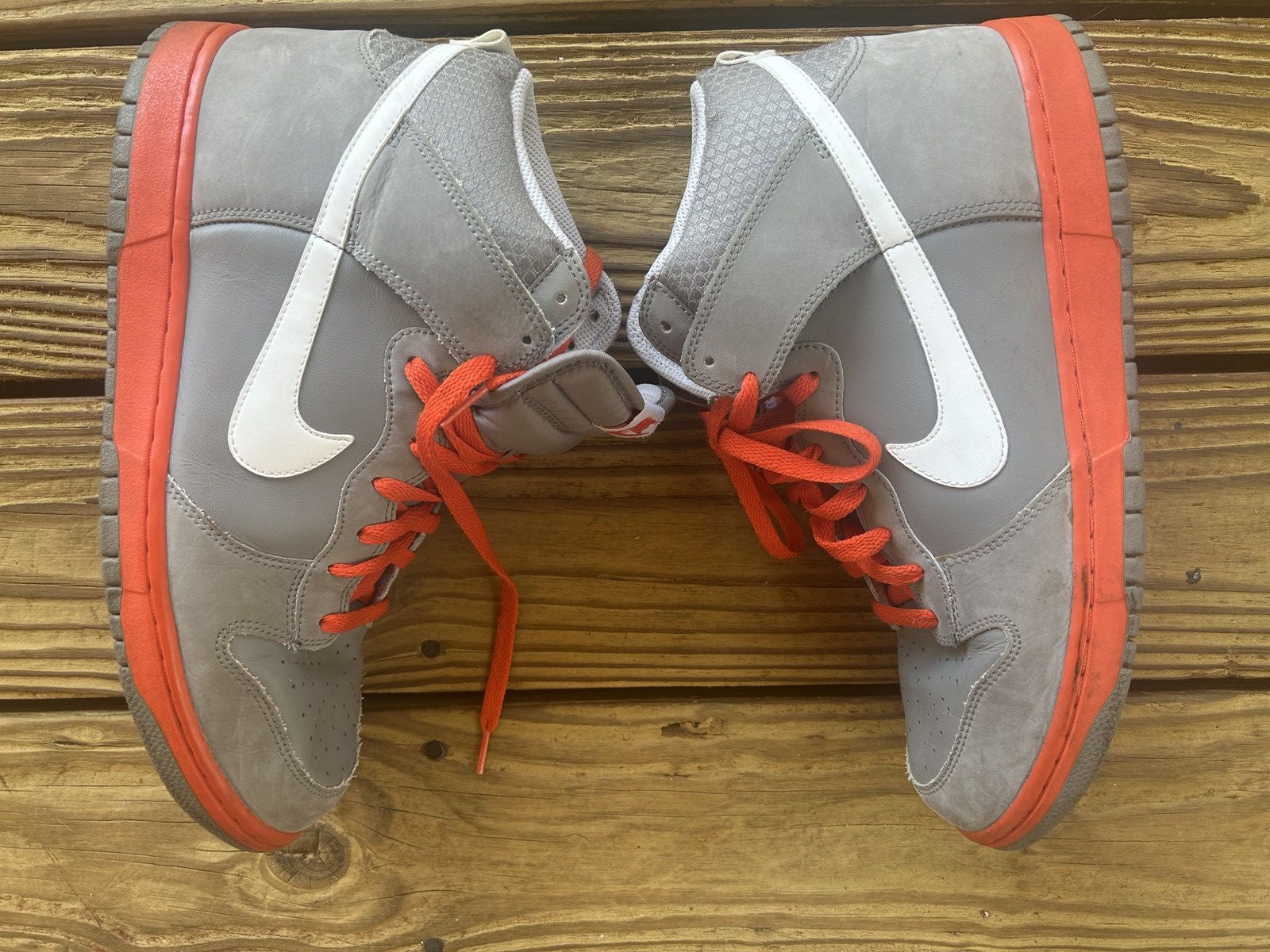 Nike Nike Dunk High Premium grey orange 2010 PRM Size US 12 / EU 45 - 1 Thumbnail