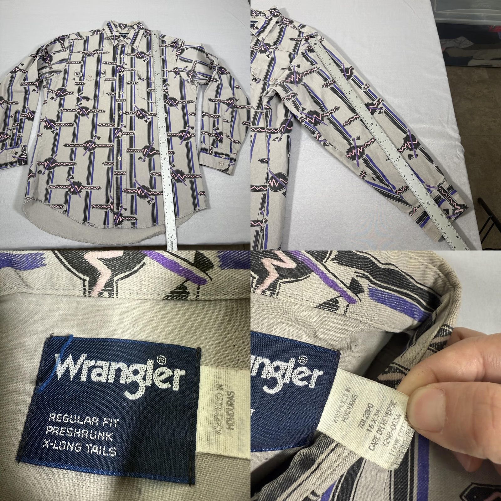 Wrangler VINTAGE Wrangler Shirt Mens Large Gray Brushpopper Aztec Western Cowboy 90s Work Shirt Mens Large Gray Brushpopper Aztec Western Cowboy 90s Work Size US L / EU 52-54 / 3 - 8 Thumbnail