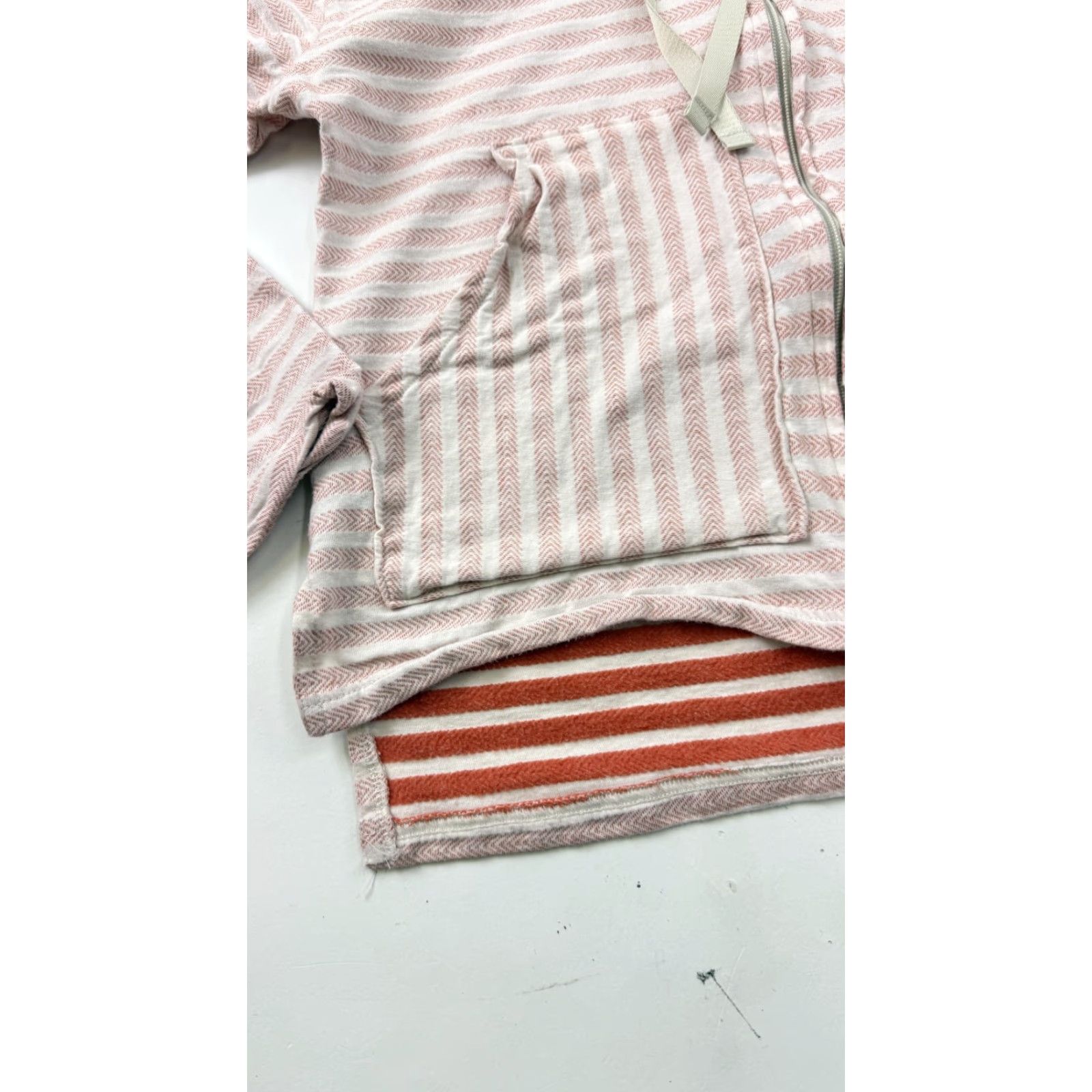 Pinko Columbia Hoodie Womens Small Pink White Stripe Zip Up Soft Cozy Fleece Jacket Size S / US 4 / IT 40 - 2 Thumbnail