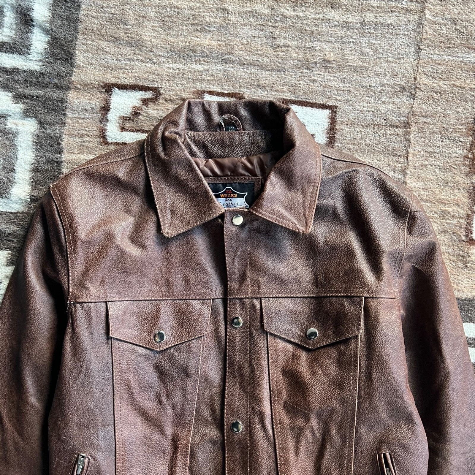 Leather Vintage Real Leather Trucker Jacket 9773AC Size US M / EU 48-50 / 2 - 3 Thumbnail