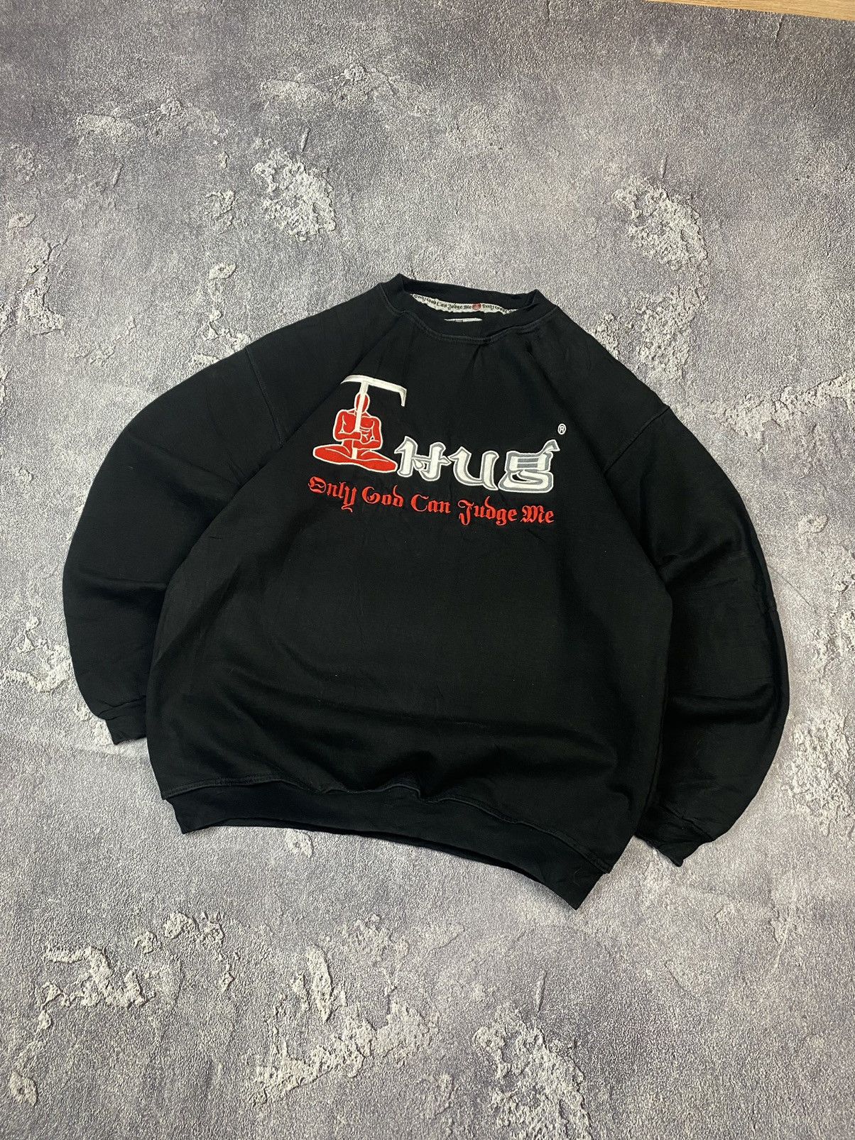 Band Tees × Rap Tees × Vintage Vintage 90s THUG 2Pac Only God Can Judge Me Boxy Sweatshirt Size US XL / EU 56 / 4 - 2 Thumbnail