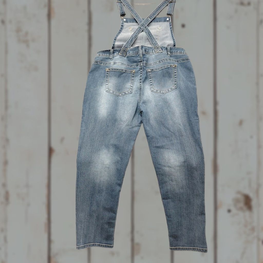 Vintage WallFlower Jeans WallFlower Jean Overalls Women's XL Blue Denim Adjustable Distressed Casual Jeans overalls Womens XL Blue Denim Distressed Casual Size 40" / US 18 - 1 Thumbnail