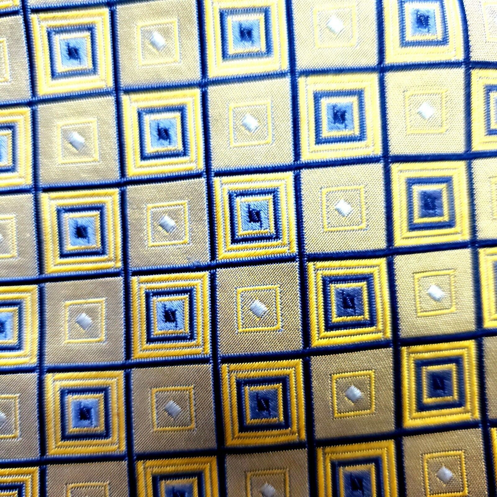 Robert Villini Roberto Villini Collezione Silk Tie Yellow Blue Woven Short Size ONE SIZE - 2 Thumbnail
