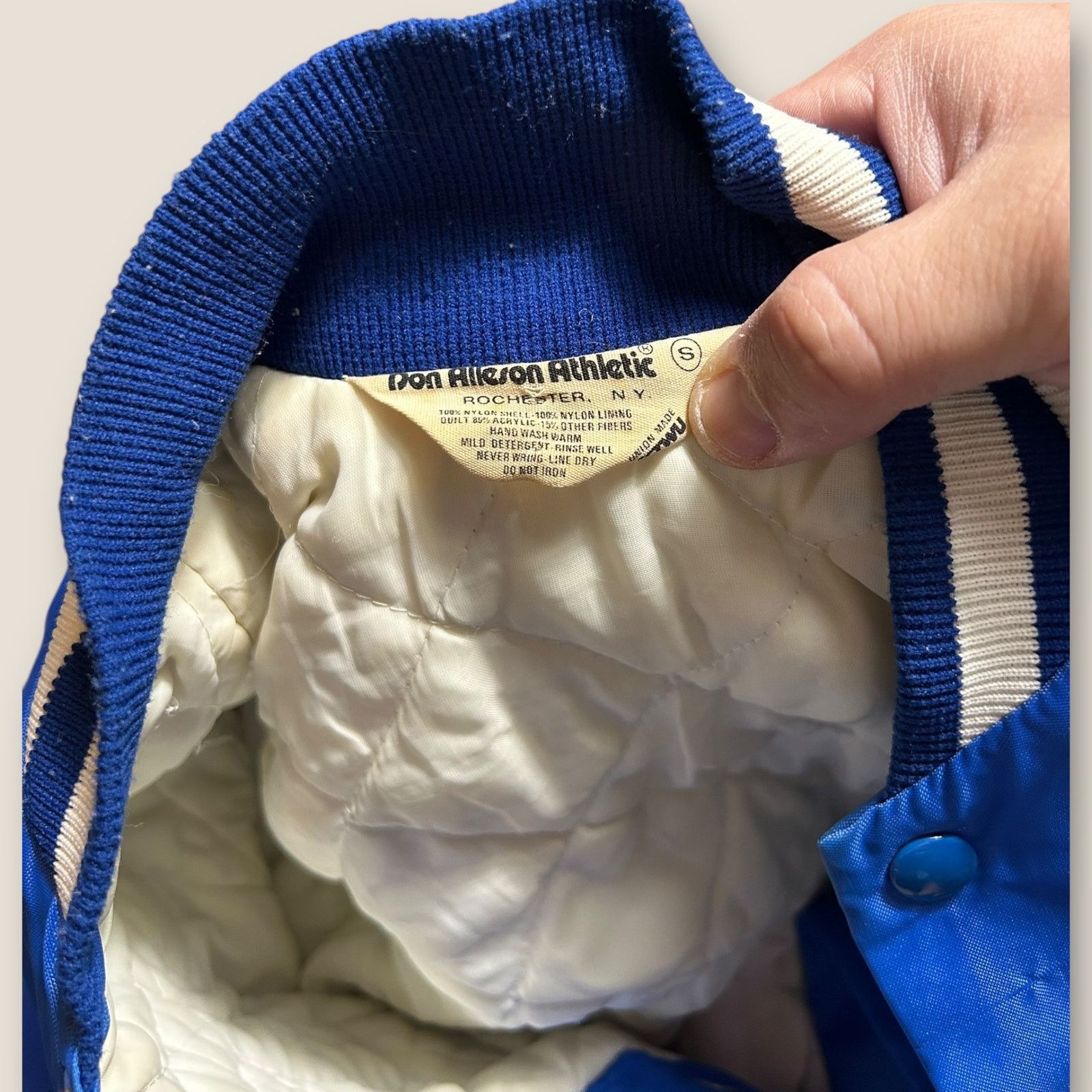 Other Vintage 90s Triton Band Varsity Jacket Satin Blue Snap Small Size US S / EU 44-46 / 1 - 4 Thumbnail
