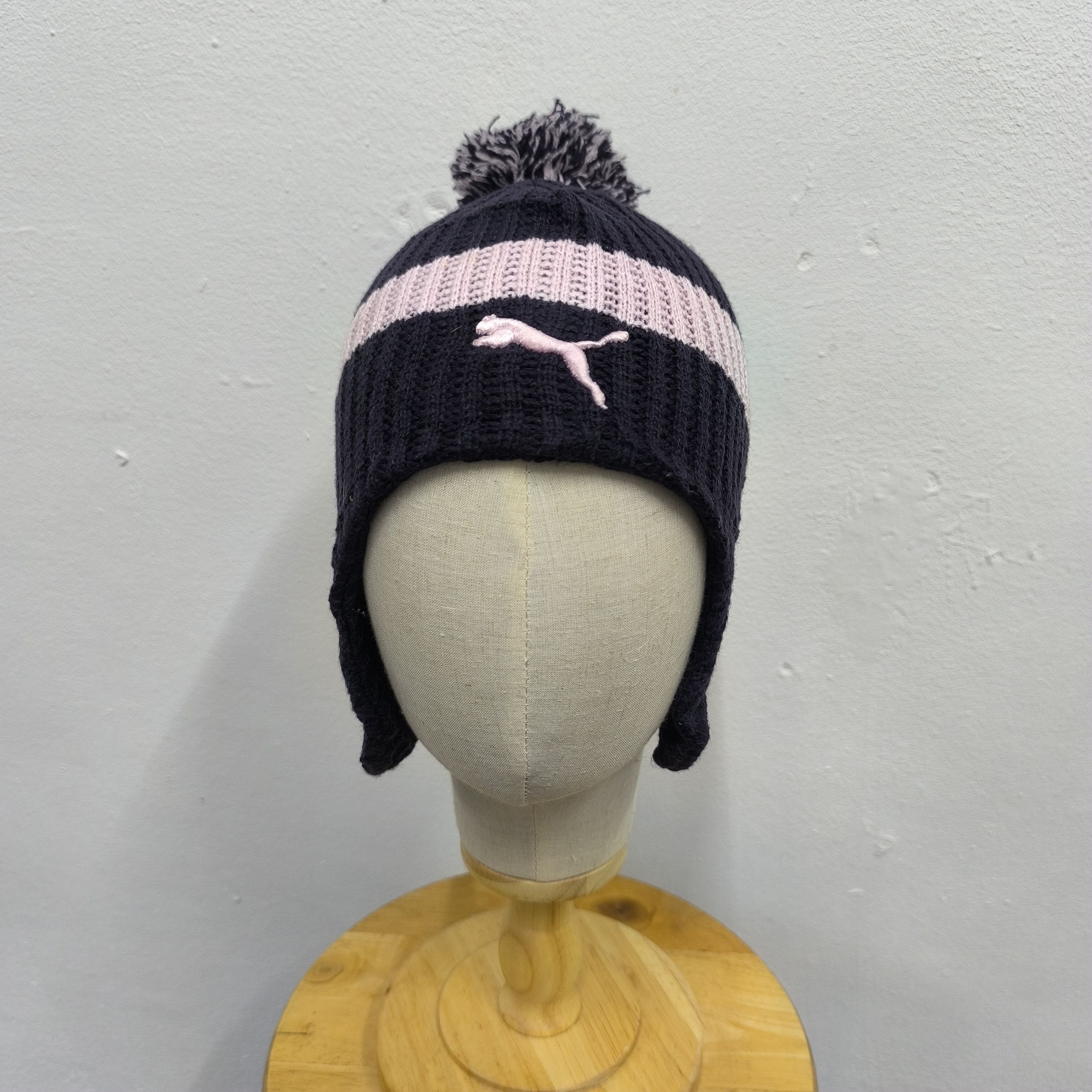 Puma ✨ Vintage puma logo stripes earflap beanie hat Size ONE SIZE - 2 Thumbnail
