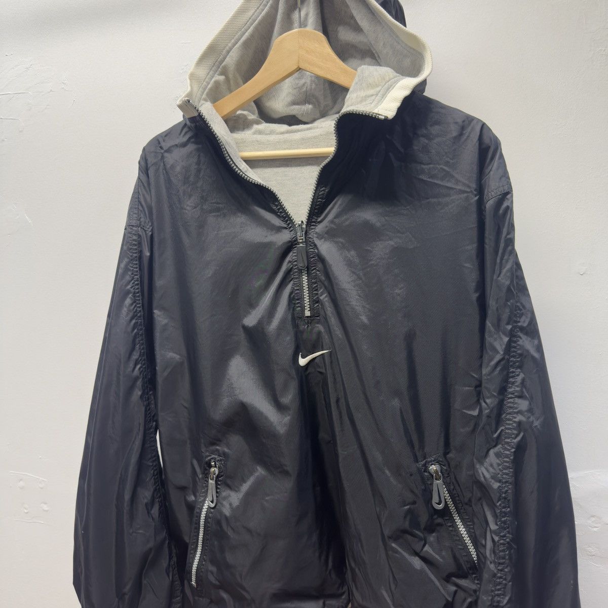 Nike Vintage Nike Reversible Black Nylon Cotton Windbreaker Size US M / EU 48-50 / 2 - 11 Thumbnail