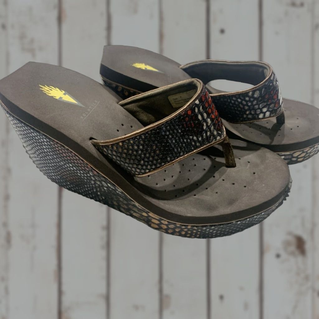 Vintage VOLATILE Snake Print Sandals Women's Size 7 Brown Frappachino Size US 7 / IT 37 - 1 Thumbnail