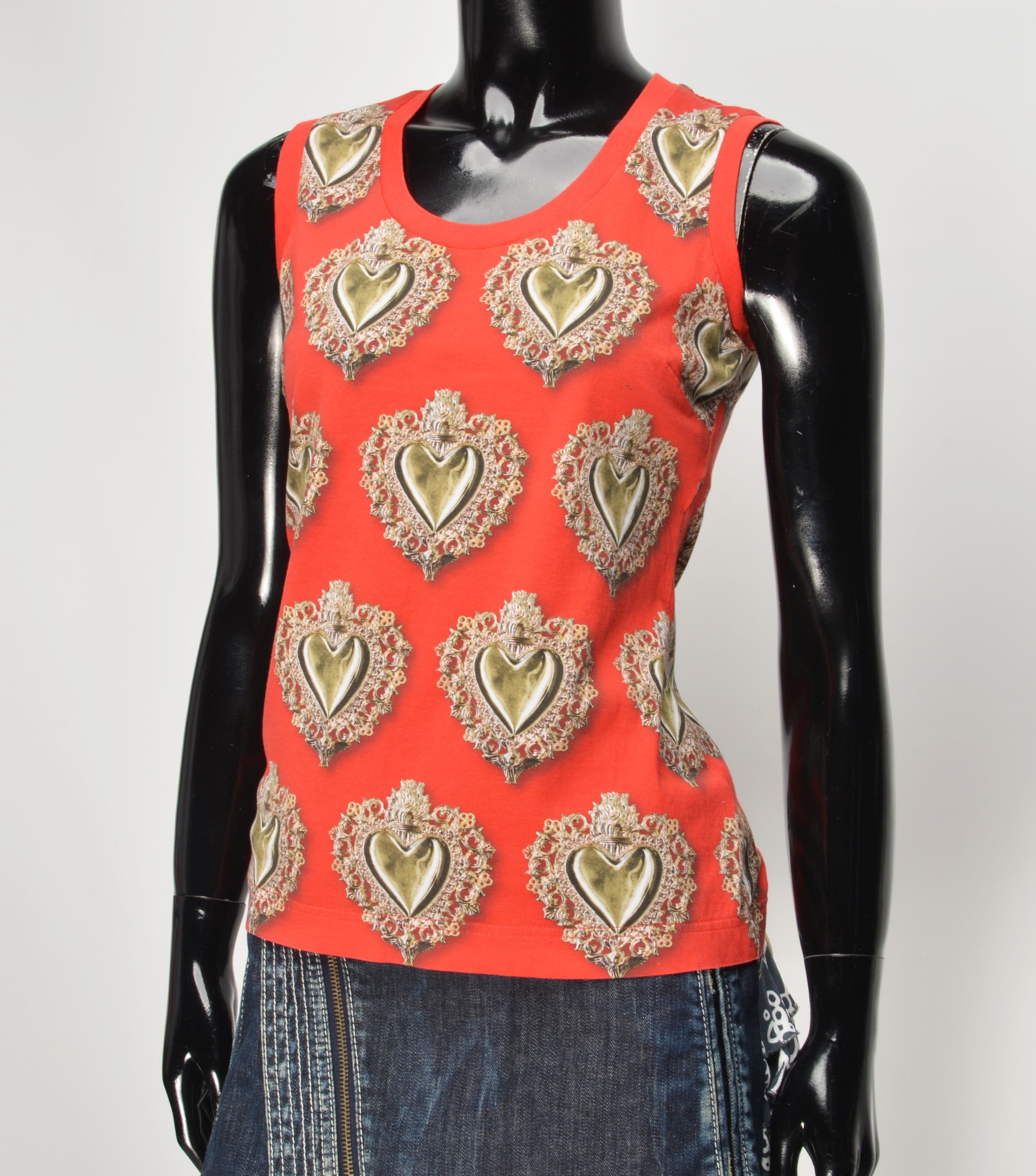 Dolce & Gabbana Vintage Dolce & Gabbana Y2K Heart Print Red Tank Top Size M / US 6-8 / IT 42-44 - 2 Thumbnail