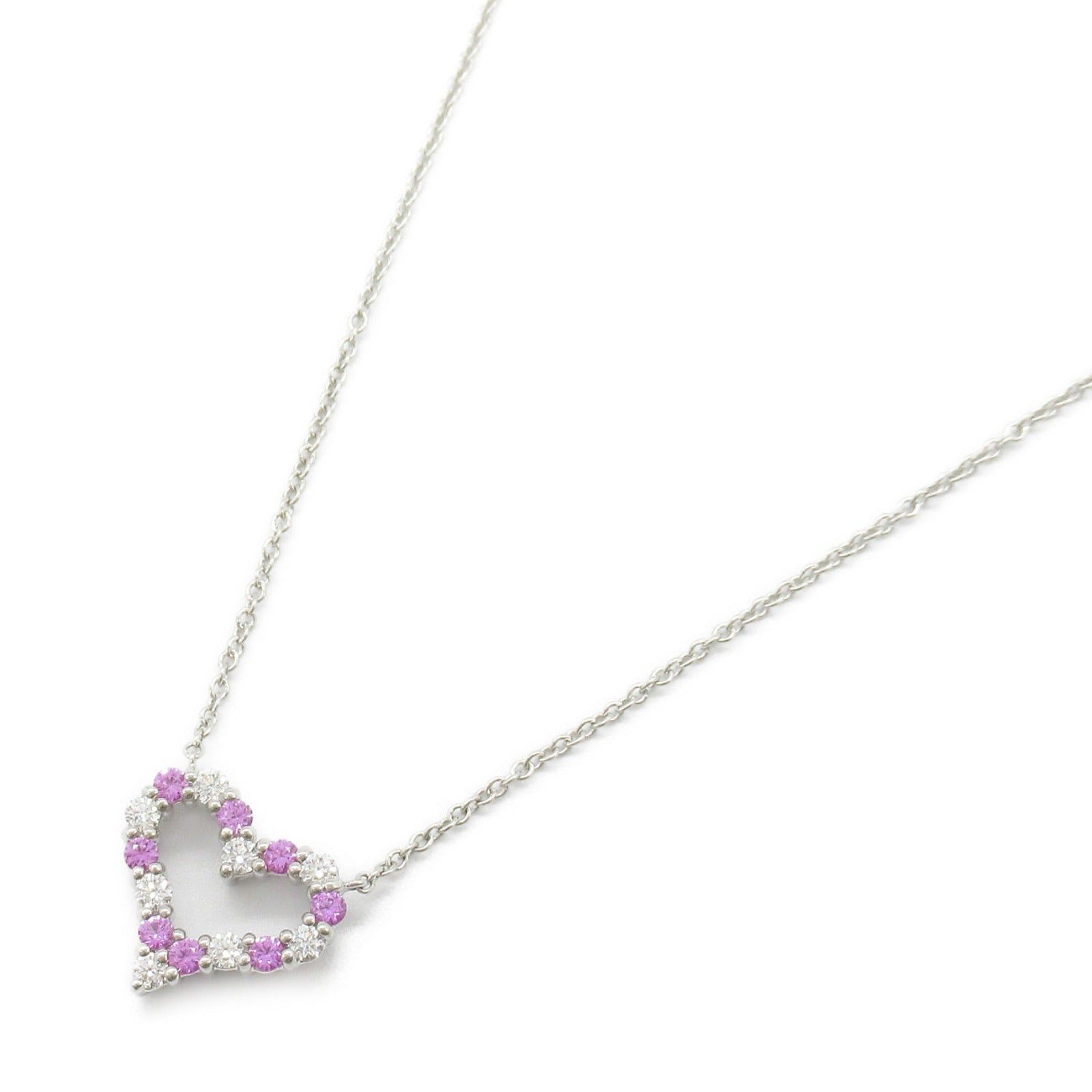 Tiffany & Co. Tiffany Co Sentimental Heart Pink Sapphire Diamond Necklace Pt950 Platinum Clear Size ONE SIZE - 1 Thumbnail