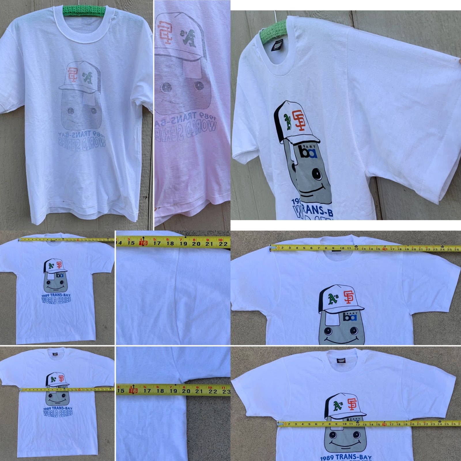 Vintage VINTAGE Screen Stars Shirt Men L White 1980s BART SF A’s World Series t shirt Single Stitch Graphic Tee MLB Sportswear/Beach Size US L / EU 52-54 / 3 - 8 Thumbnail