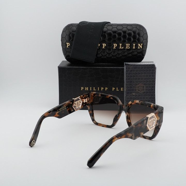 Philipp Plein Philipp Plein SPP160 04BL Sunglasses Havana Square Frame Size ONE SIZE - 9 Thumbnail