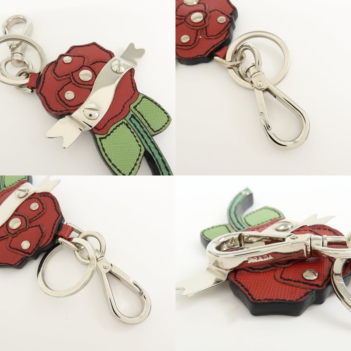 Prada Prada Saffiano Rose Motif Bag Charm Red Size ONE SIZE - 4 Thumbnail