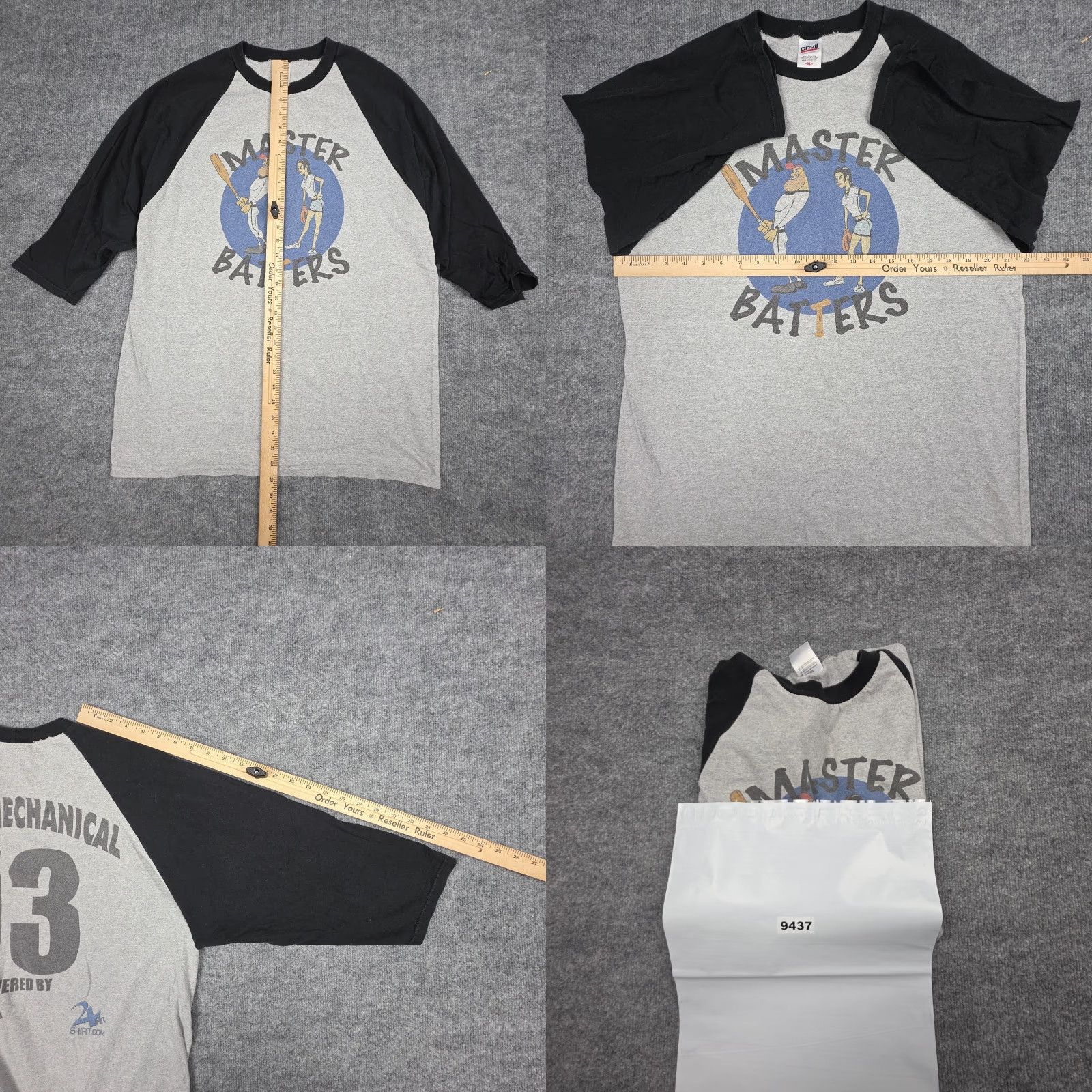 Anvil VINTAGE Baseball Funny Graphic T Shirt Men's XL Jersey Style Double Sided Sexy Size US XL / EU 56 / 4 - 8 Thumbnail