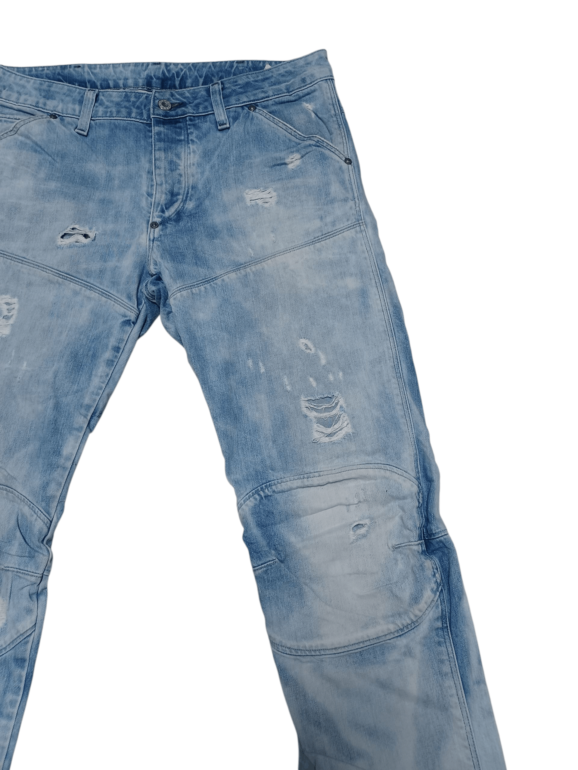 G-Star G STAR RAW DISTRESSED DOUBLE KNEE WASHED JEANS DENIM W33 L34 Size US 33 - 3 Thumbnail