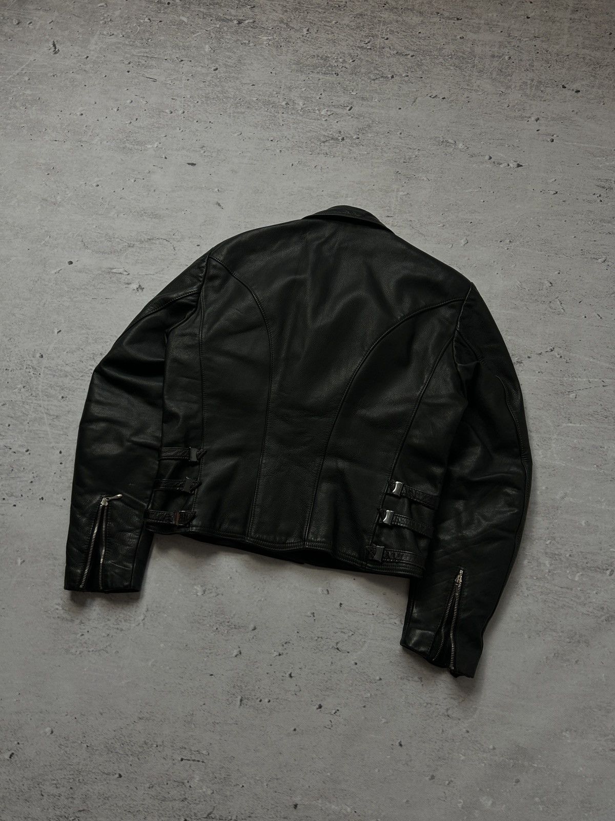 💥Vintage Real Leather Avant Garde Jacket 90s Italy Designer💥